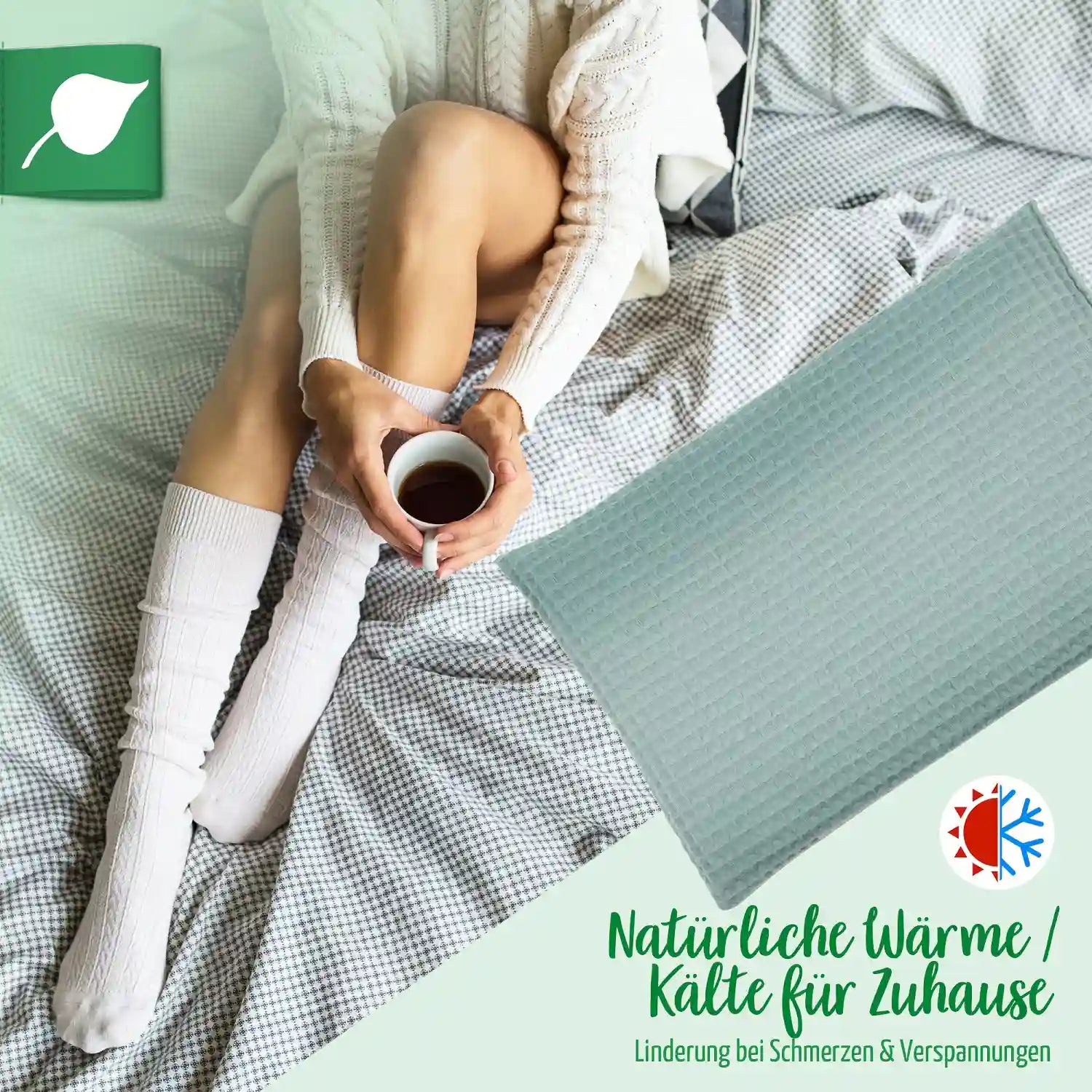 Waermekissen, Waffel-Pique gruen, Kirschekerne, 20x30cm, 2030_5