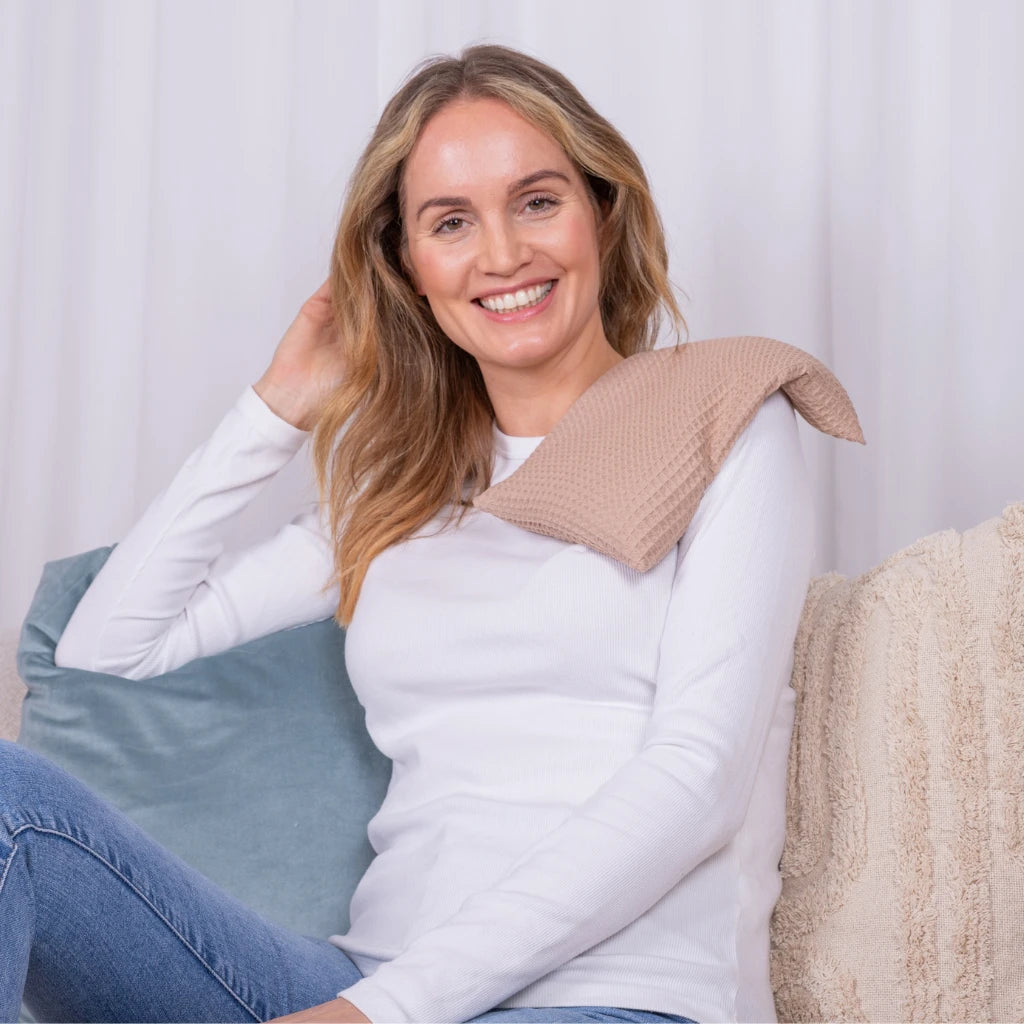 Kirschkernkissen 20x30cm, Waffel-Pique Camel