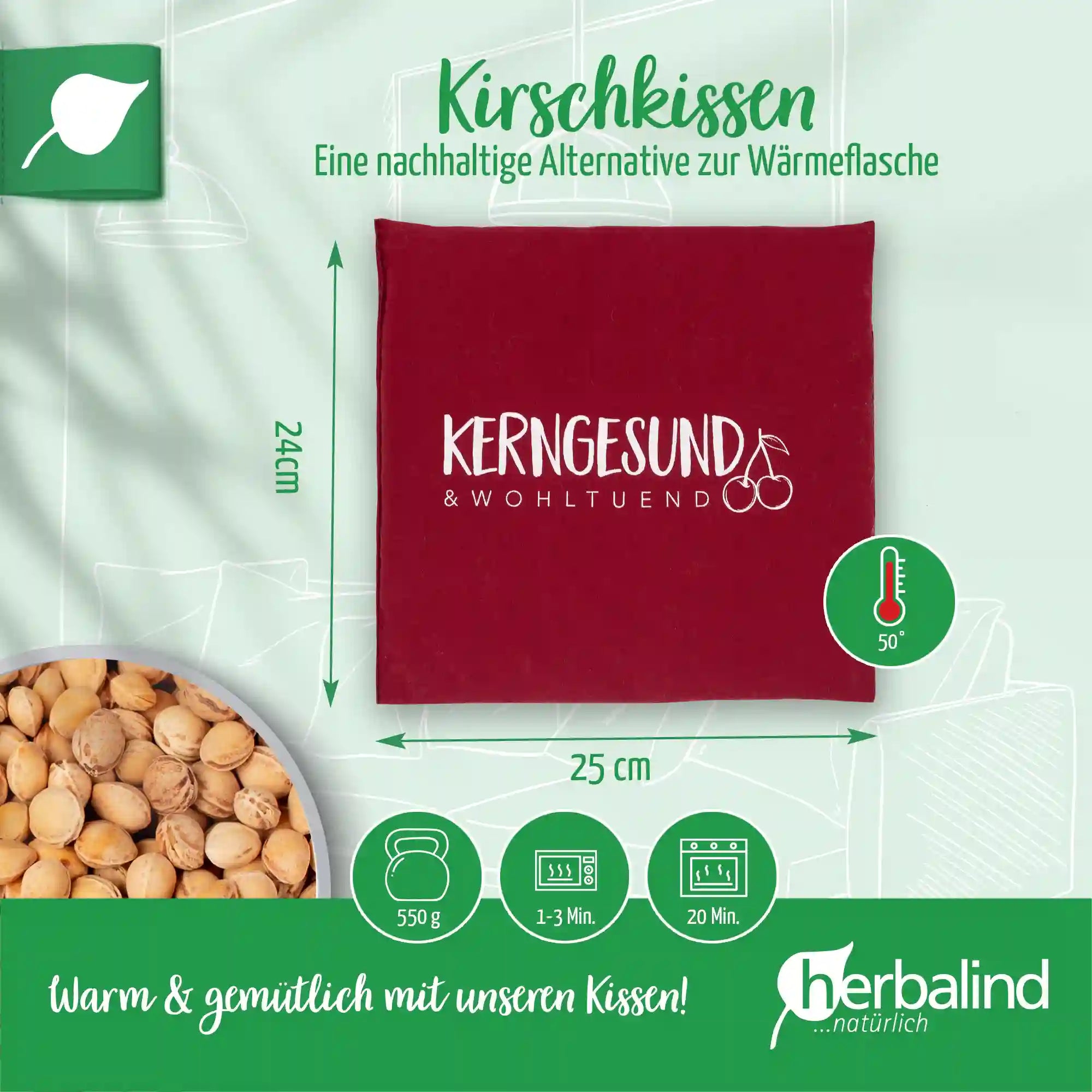Waermekissen, Kerngesund-Wohltuend, rot, Kirschkerne, 24x25cm, 2066_4
