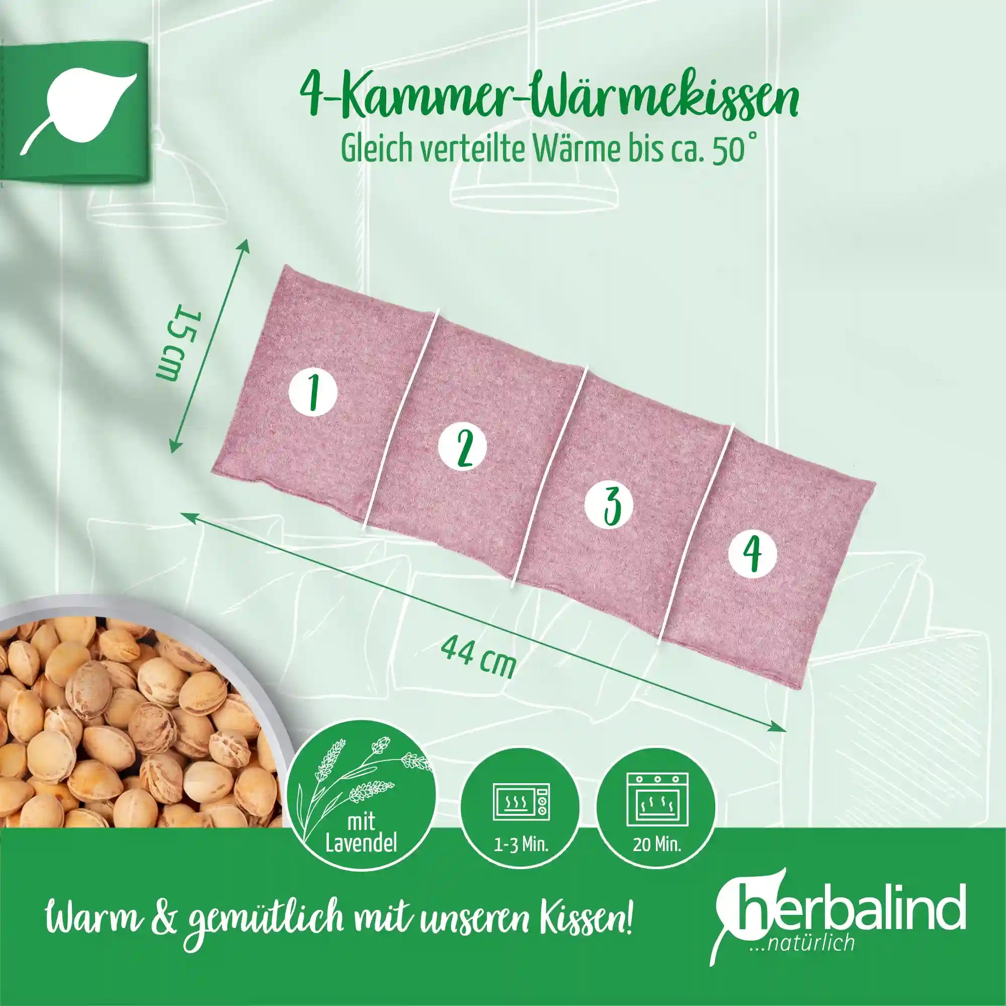 Waermekissen, Flanell brombeer, Kirschkerne mit Lavendel, 15x44cm, 2070_2