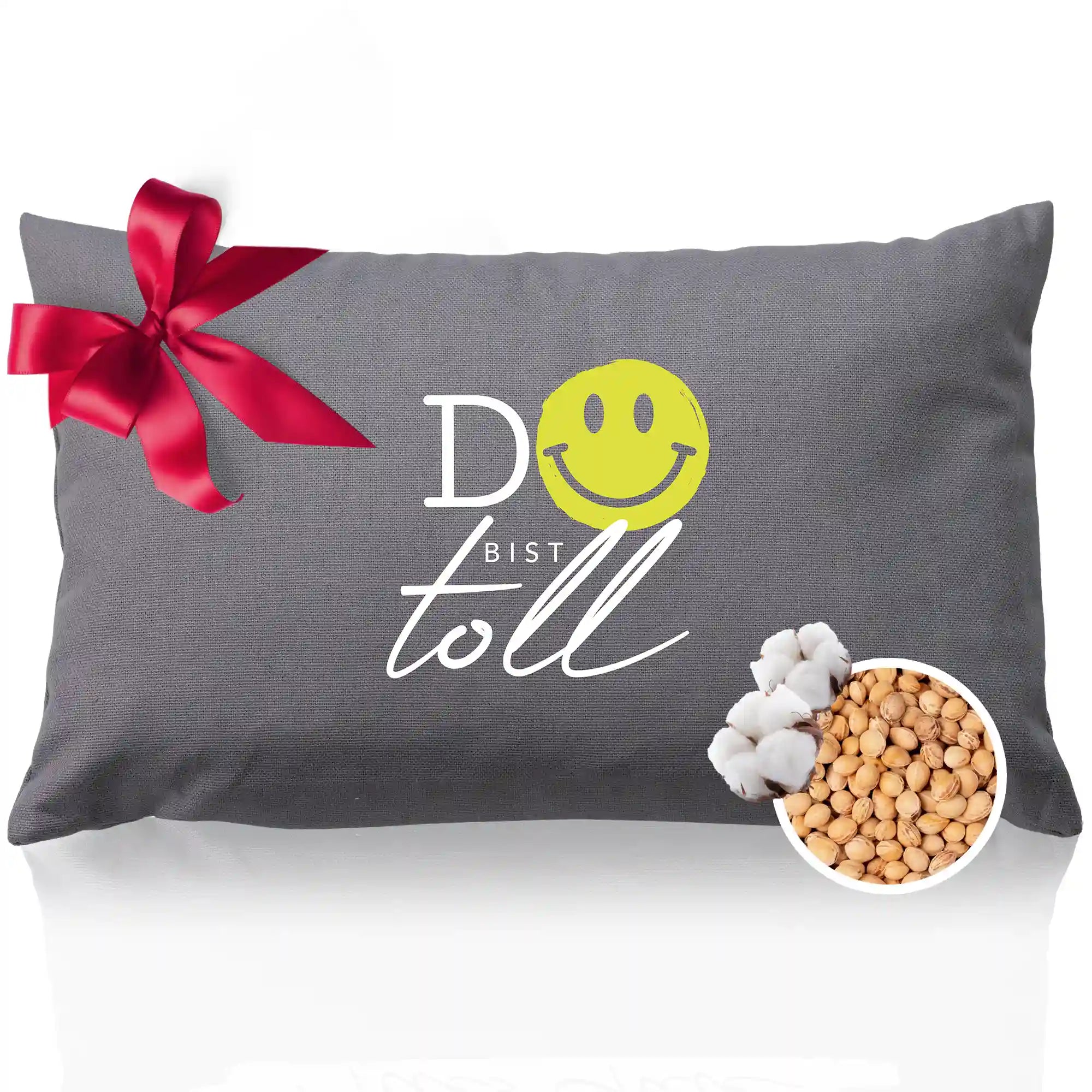 Waermekissen, Du bist toll Smiley, anthrazit, Kirschkerne, 20x30cm, 2082_1