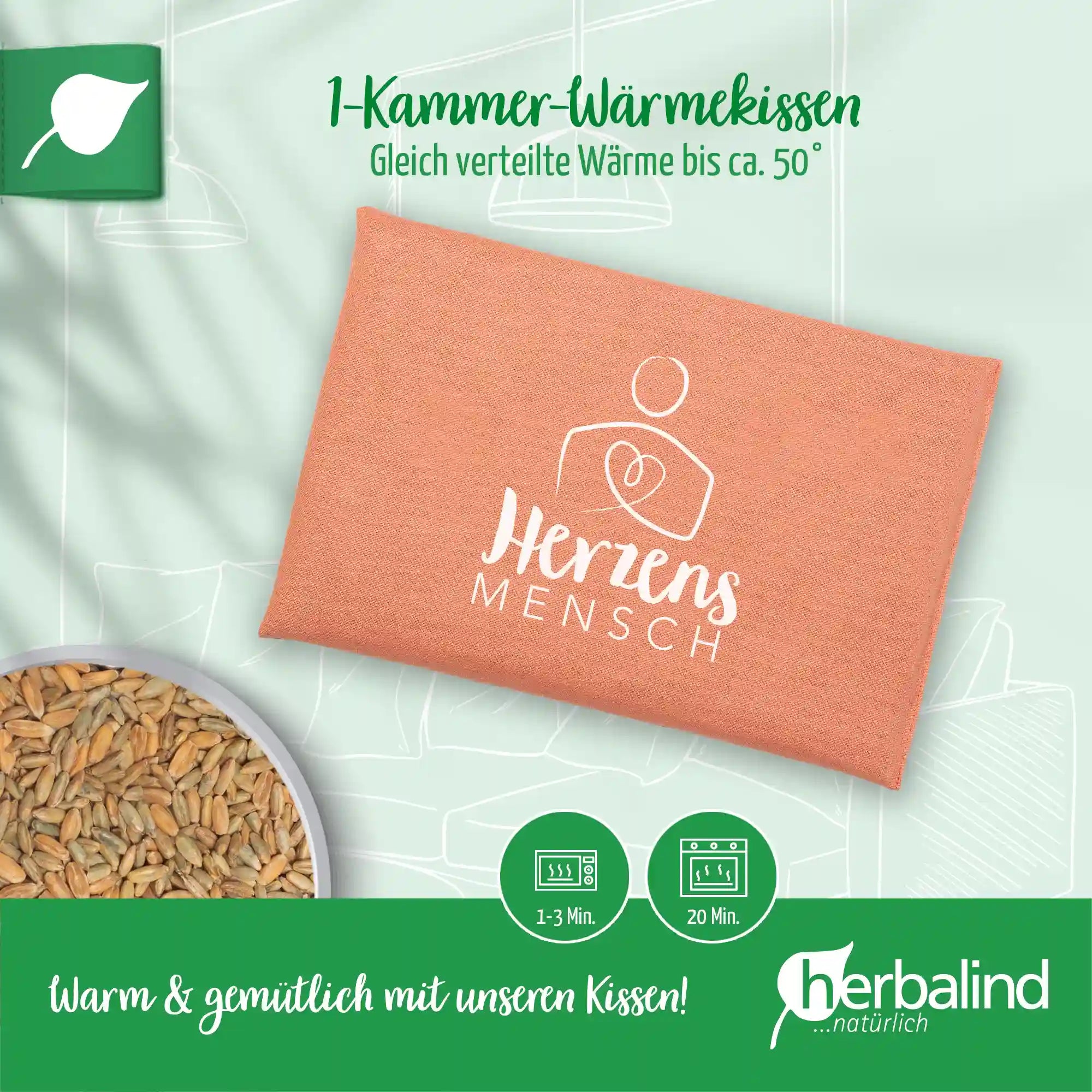 Getreidekissen "Herzensmensch", blush 30x20cm