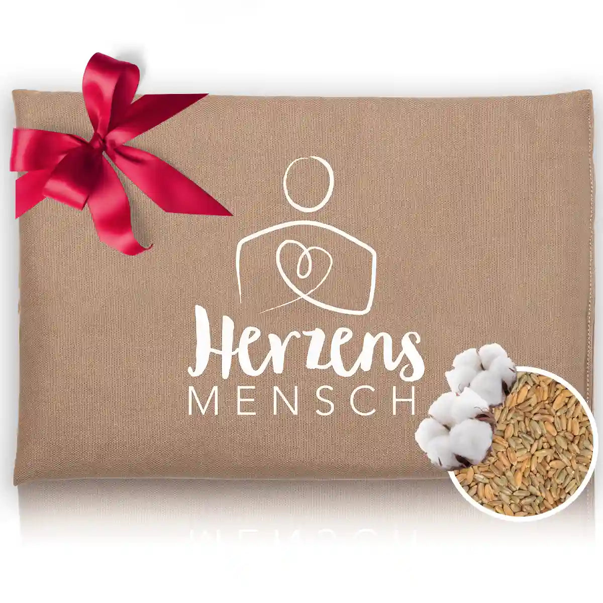 Getreidekissen "Herzensmensch", sand 30x20cm