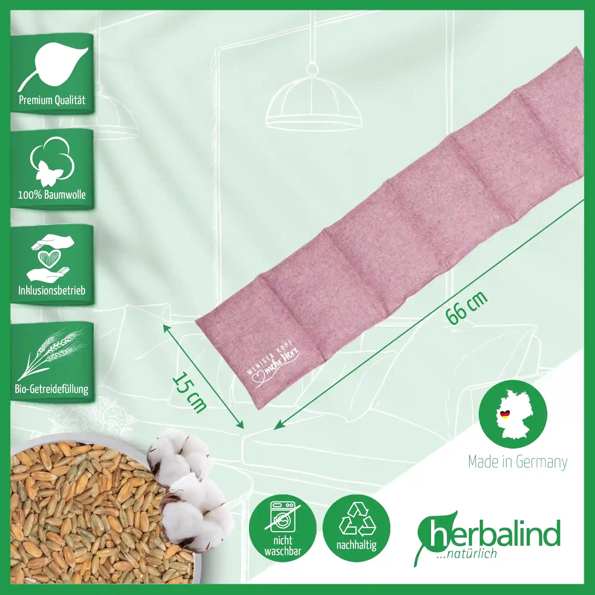 Getreidekissen, Lavendel, brombeer, Flanell, 66x15cm, 4076_2