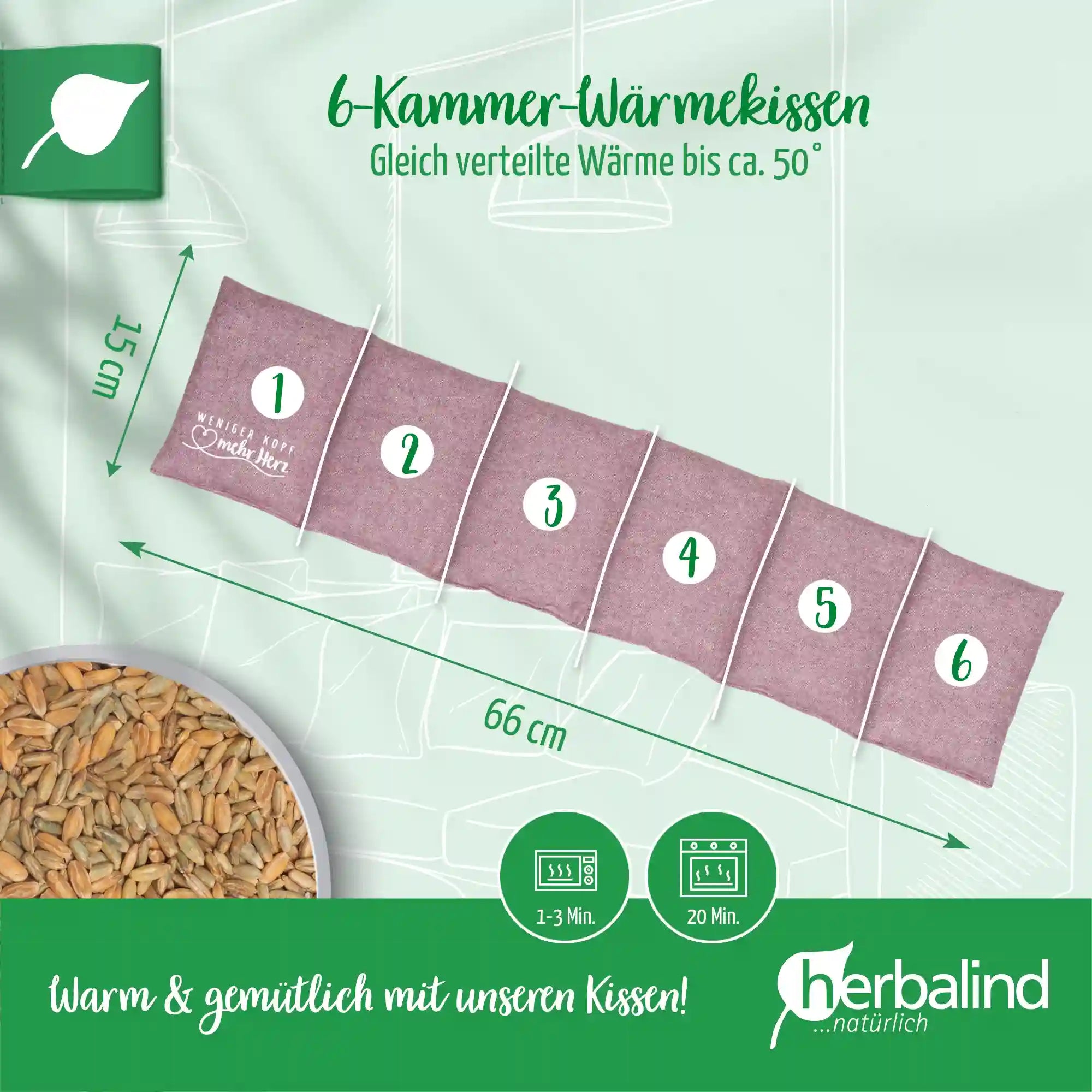 Getreidekissen, Lavendel, brombeer, Flanell, 66x15cm, 4076_4