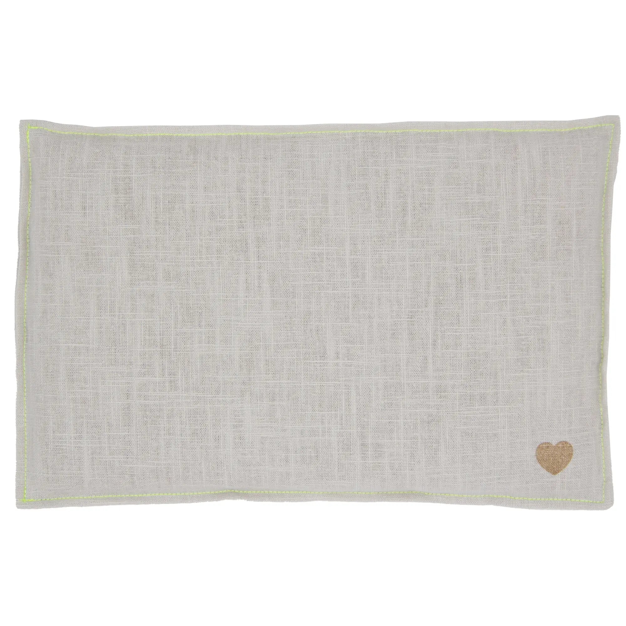 Leinen Getreidekissen 20x30cm, Light Grey / Neongelb