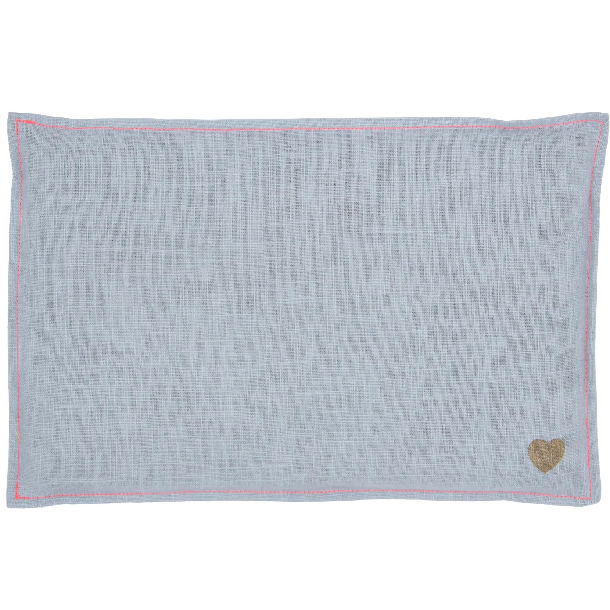 Leinen Getreidekissen 20x30cm, Light Blue / Neonpink