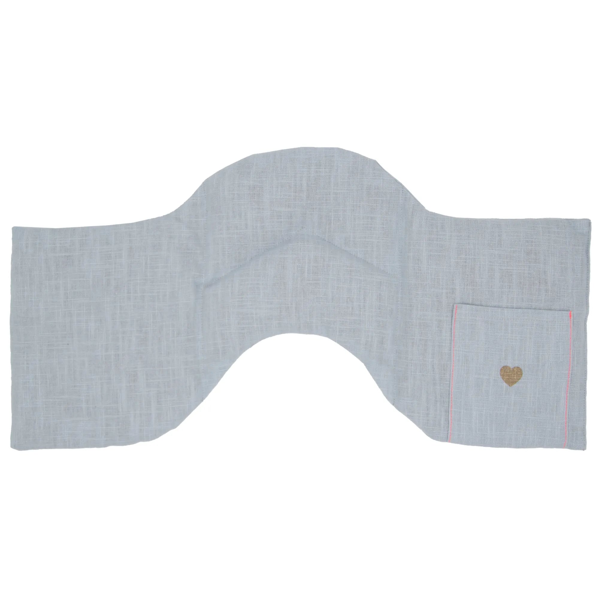 Leinen 4-Kammer Schulterkissen Getreide 50x25cm, Light Blue / Neonpink