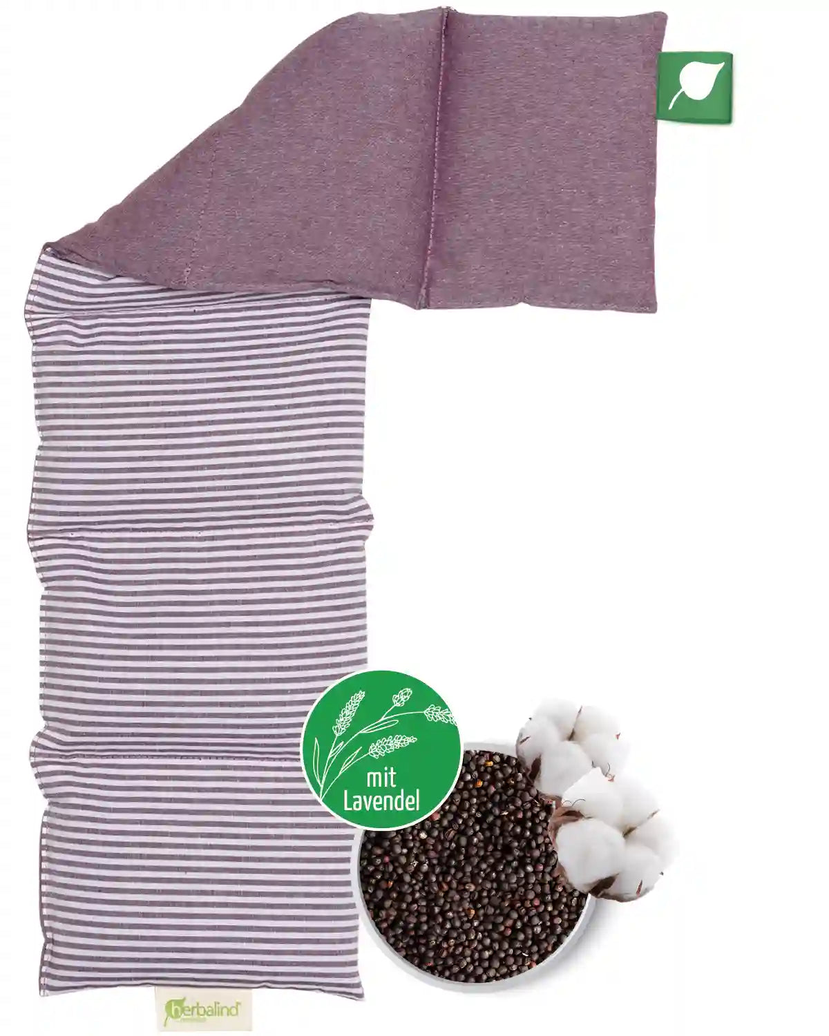 Waermekissen, aubergine gestreift, Rapssamen mit Lavendel, 66x15cm, 4585_5