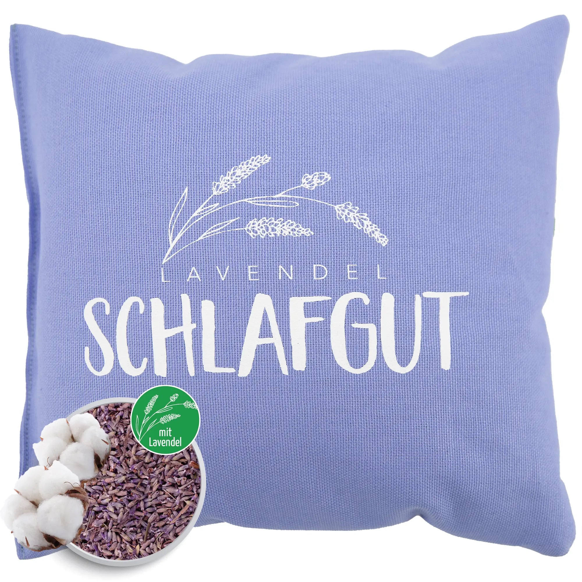 Lavendelkissen 20x20, Schlaf gut in Lavender blau