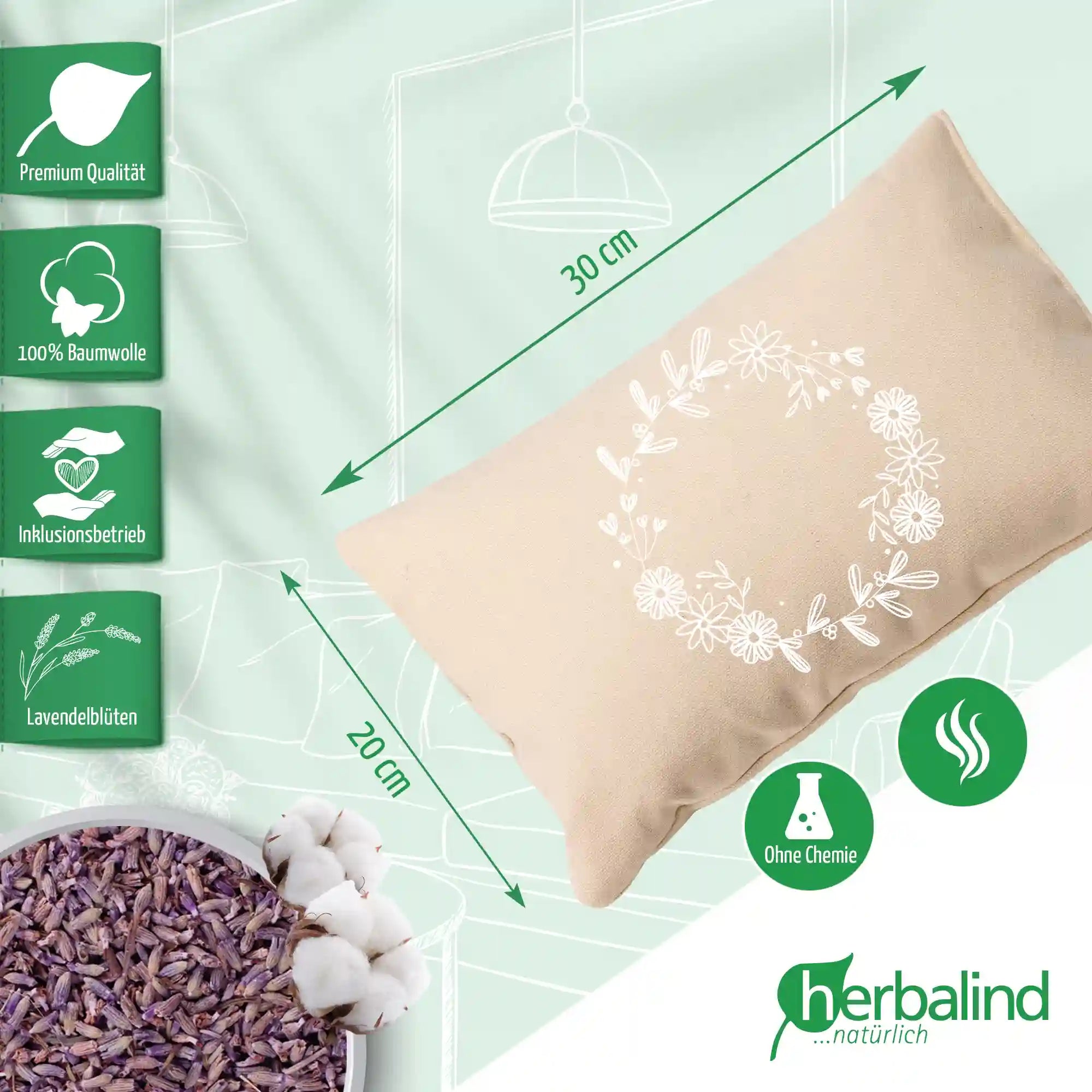 Kraeuterkissen, Kranz, natur, Lavendel, 20x30cm, 5042_2