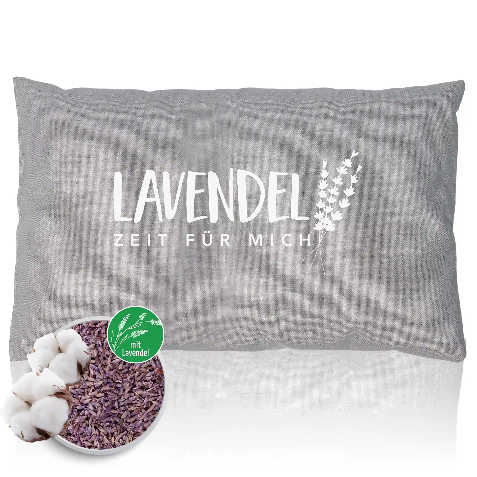 Lavendelkissen 20x30cm, "Lavendel - Zeit für mich", Grau