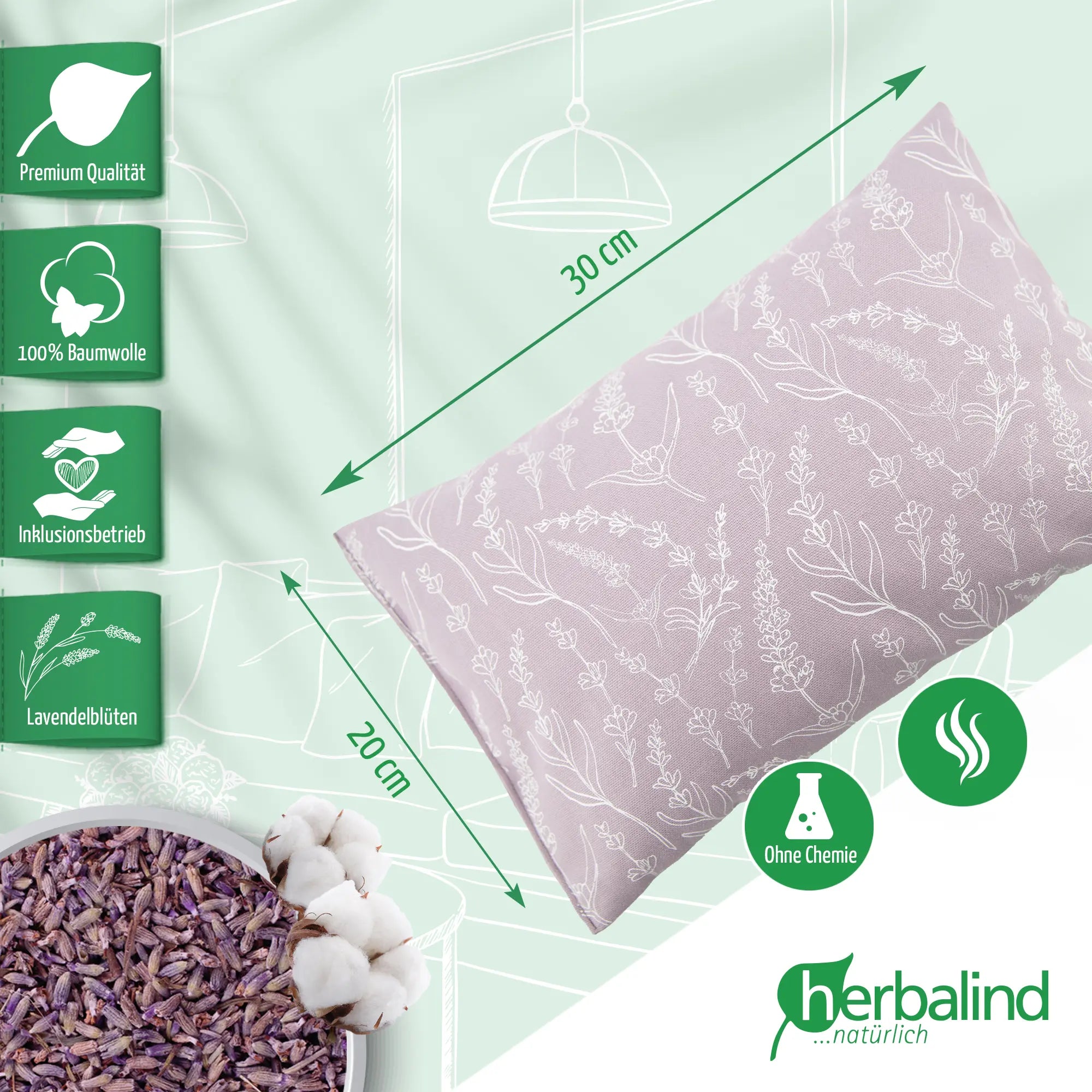 Lavendelkissen 20x30cm "Lavendel - Allover", Lilac