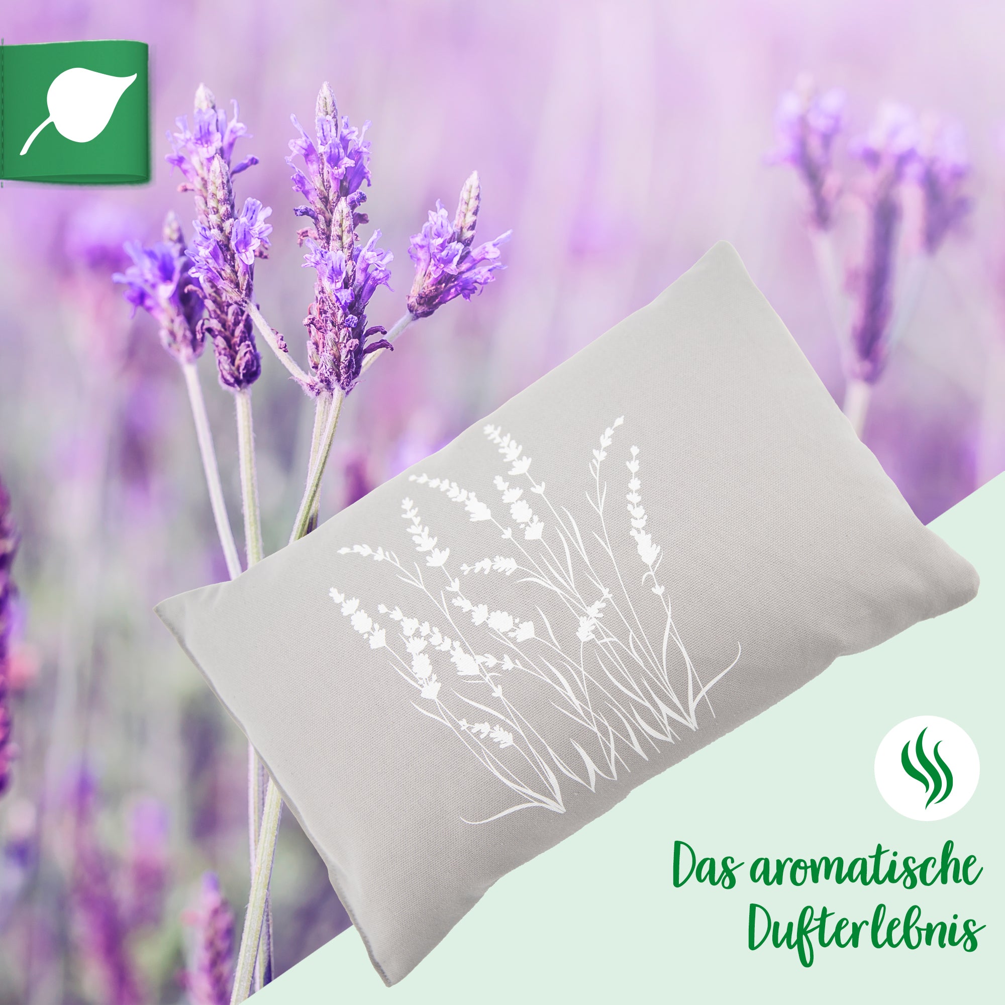 Lavendelkissen 20x30cm "Lavendel -Strauch", Grau