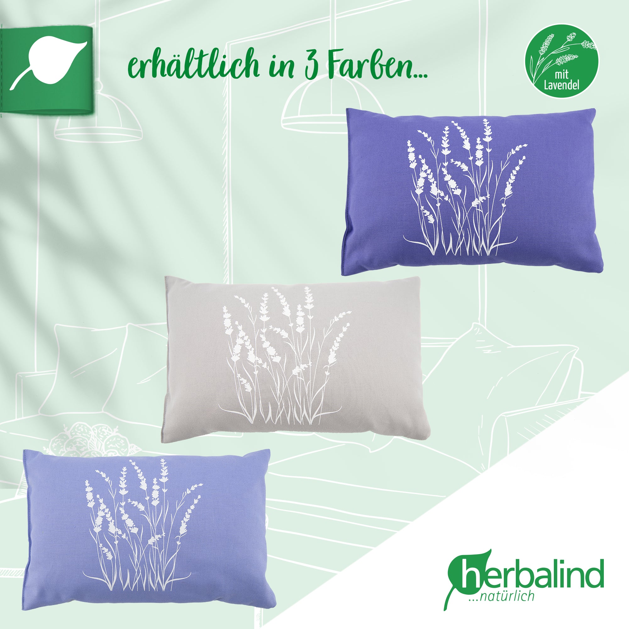 Lavendelkissen 20x30cm "Lavendel -Strauch", Grau
