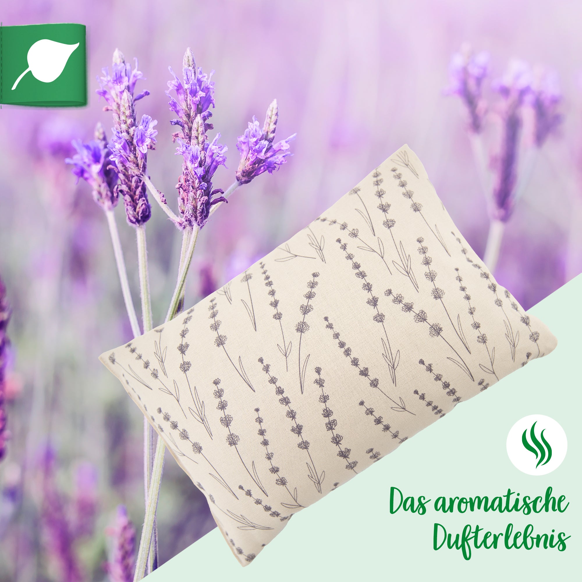 Lavendelkissen 20x30cm "Lavendel -Allover", Natur