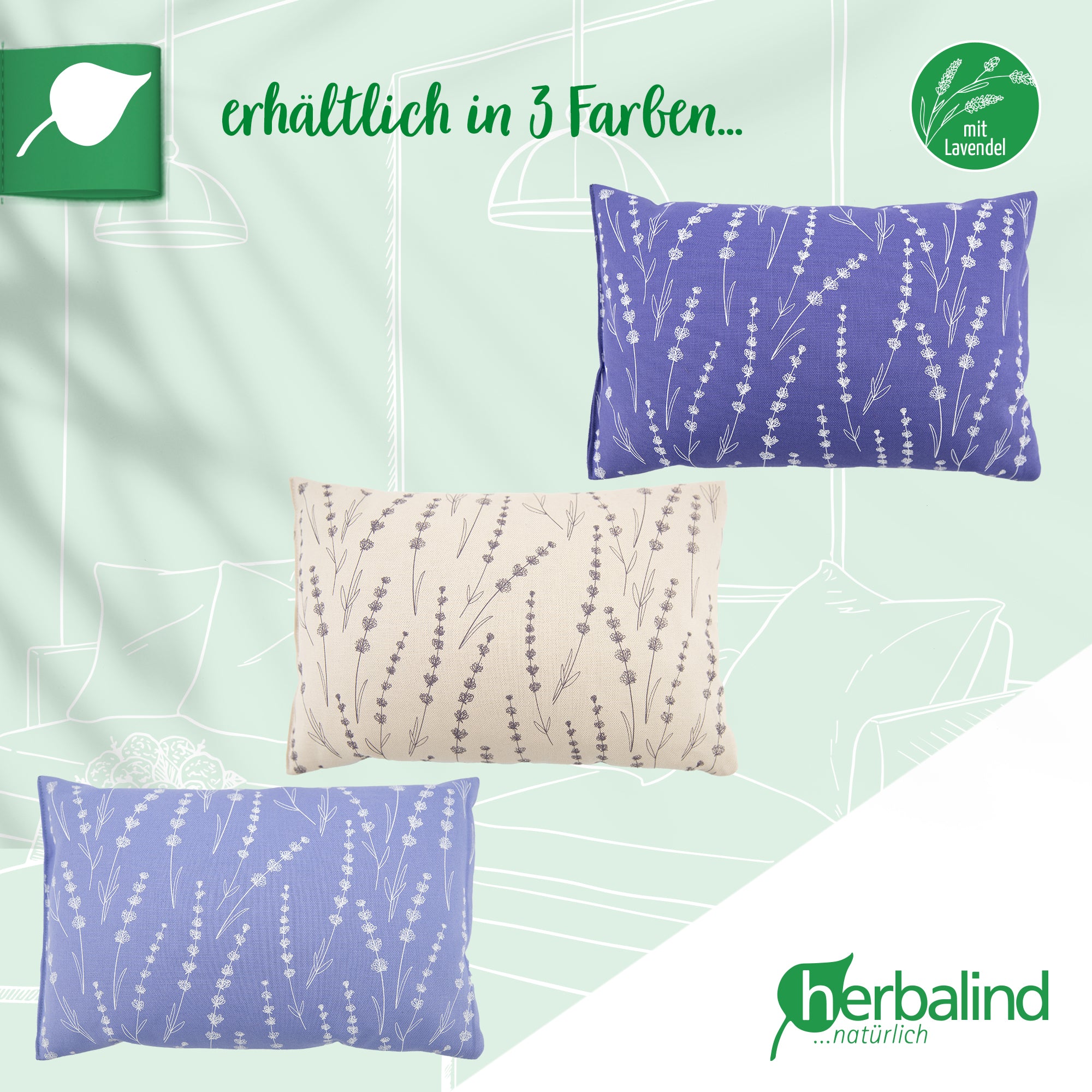 Lavendelkissen 20x30cm "Lavendel -Allover", Natur