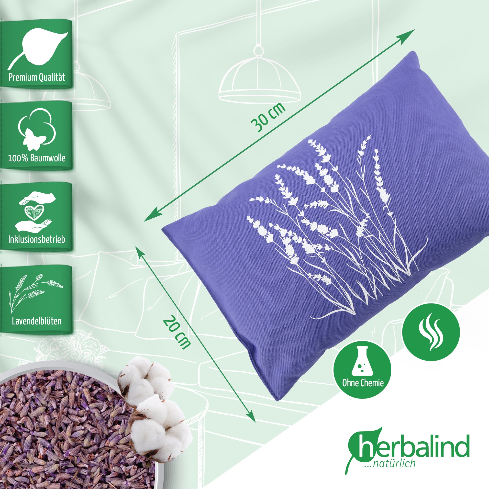 Lavendelkissen 20x30cm, Lavendel-Strauch, Lavender