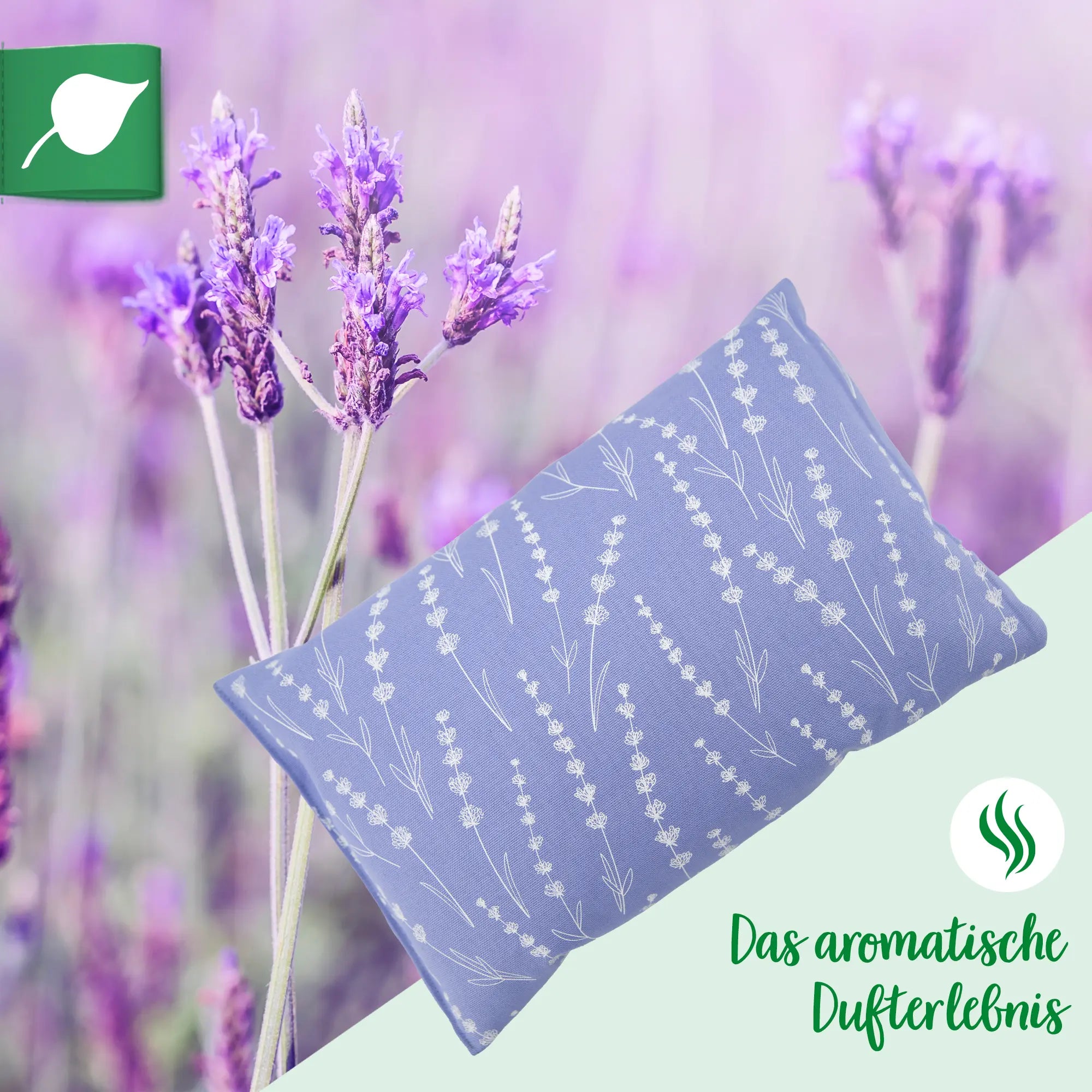 Lavendelkissen 20x30cm "Allover", Lavender Blau