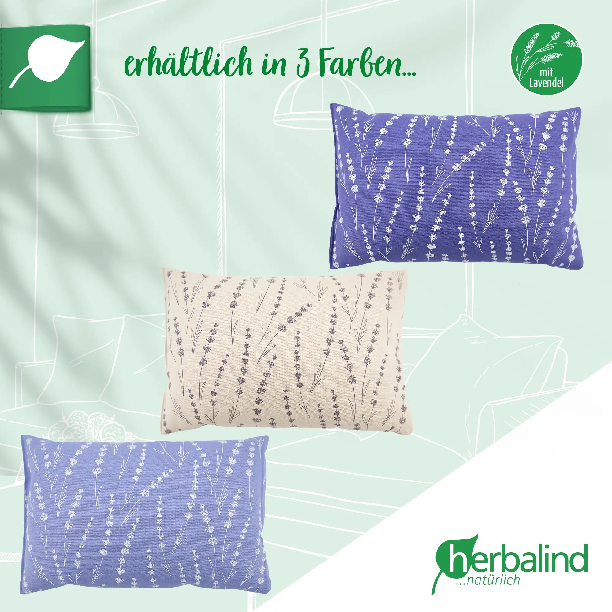 Lavendelkissen 20x30cm "Allover", Lavender Blau