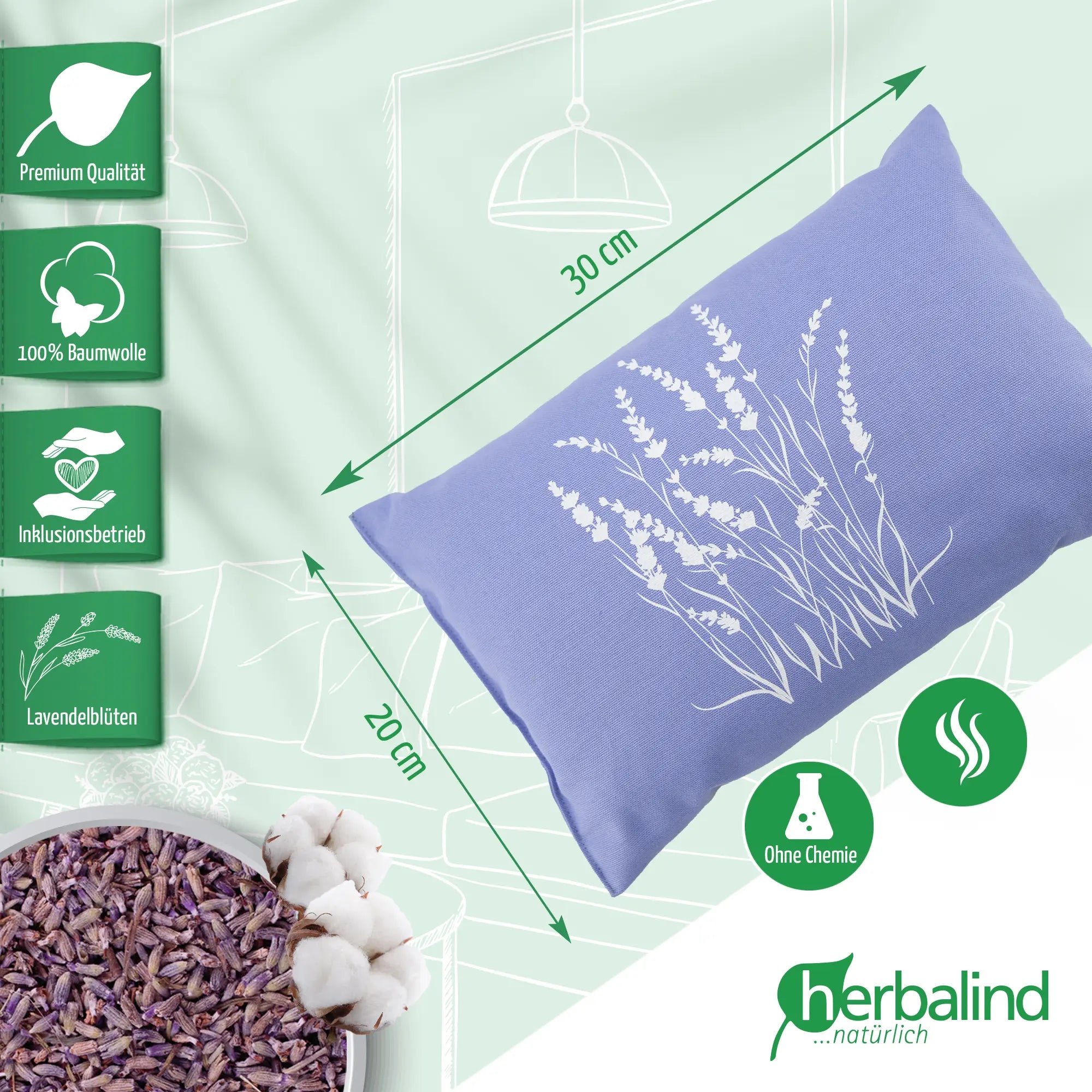 Lavendelkissen 20x30cm "Lavendelstrauch", Lavender Blau