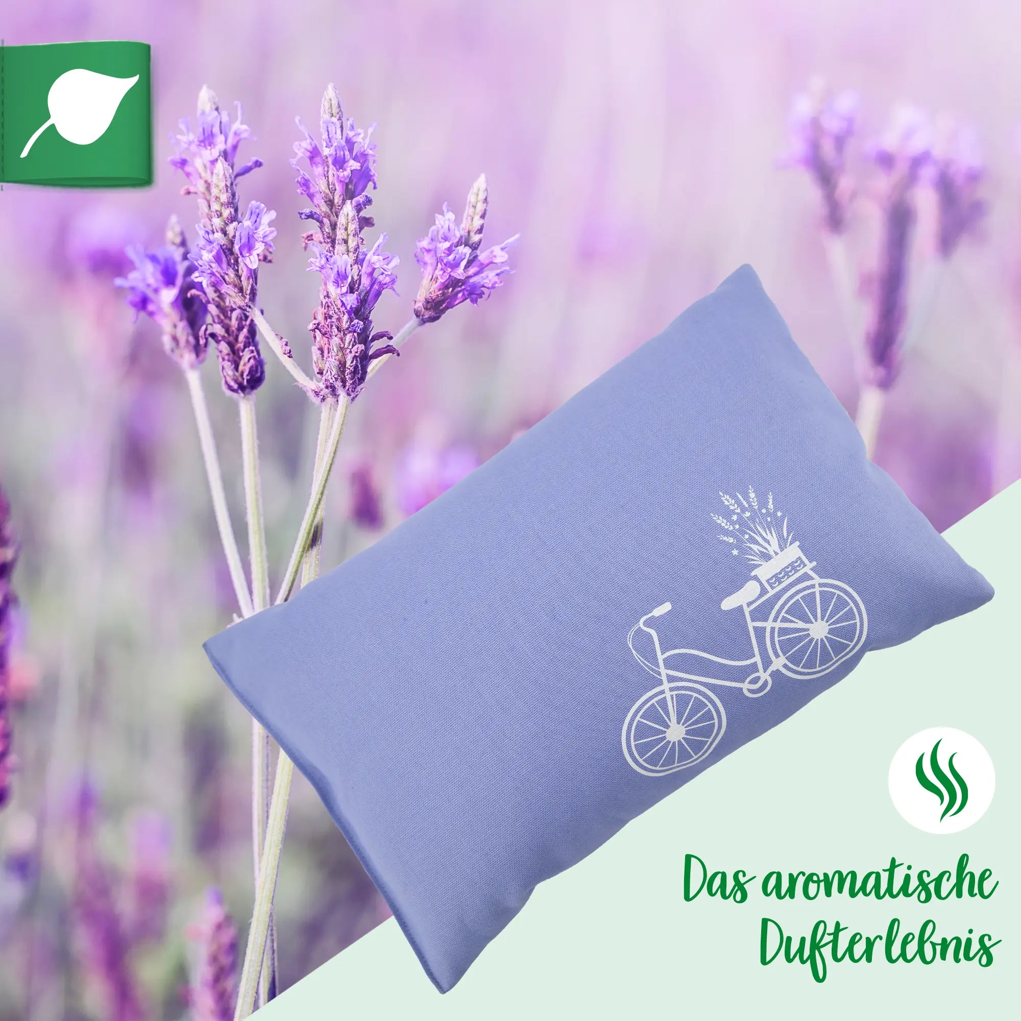 Lavendelkissen 20x30cm, "Fahrrad", Lavender Blue