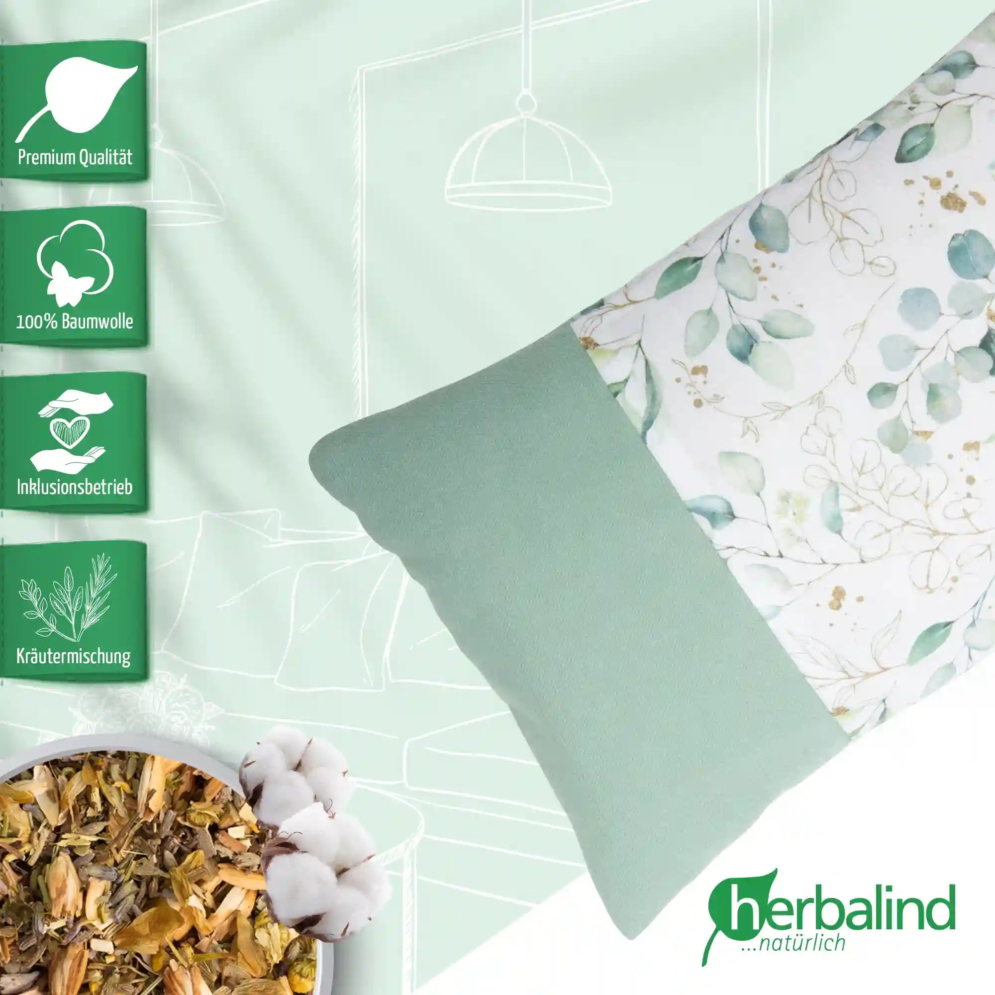 Kraeuterkissen, Eukalyptus, weiss, Kraeutermischung, 20x30cm, 5113_2