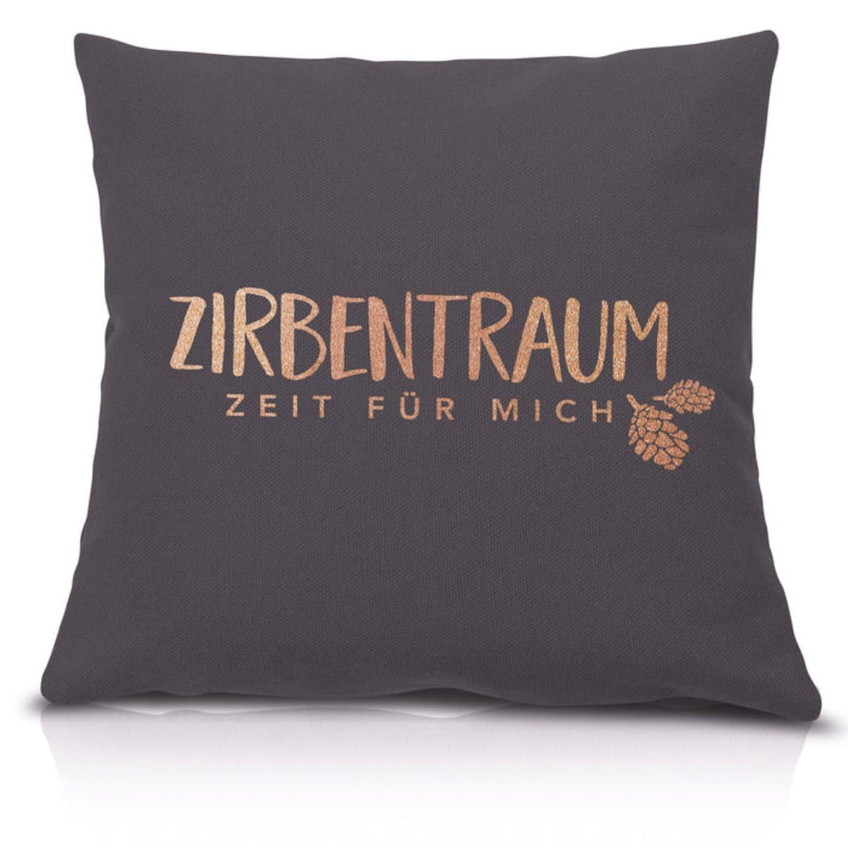 Zirbenkissen 40x40cm Anthrazit "Zirbentraum - Zeit für mich"