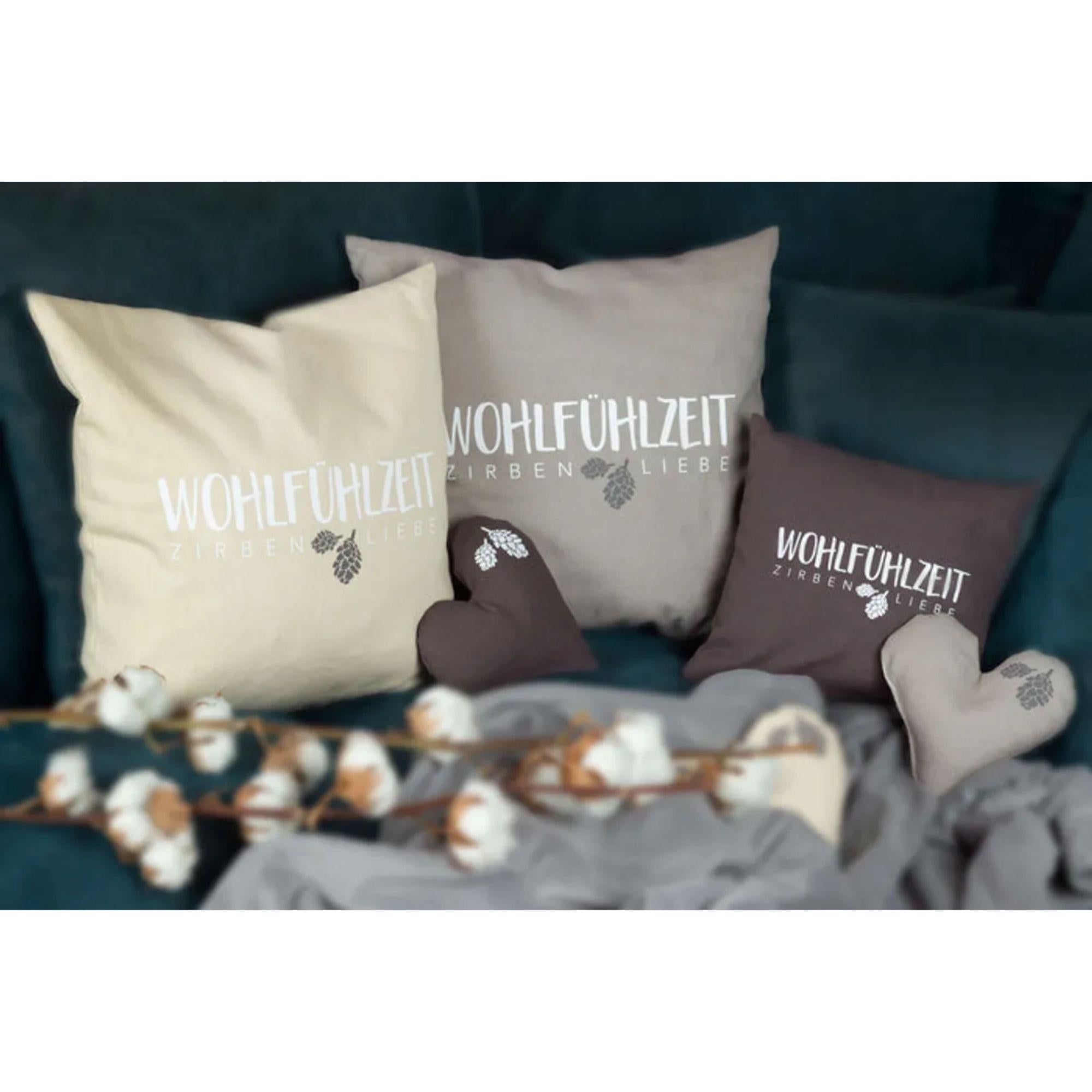 Zirbenkissen, Wohlfuehlzeit, taupe, Zirbenholz, 25x25cm, 5641_2