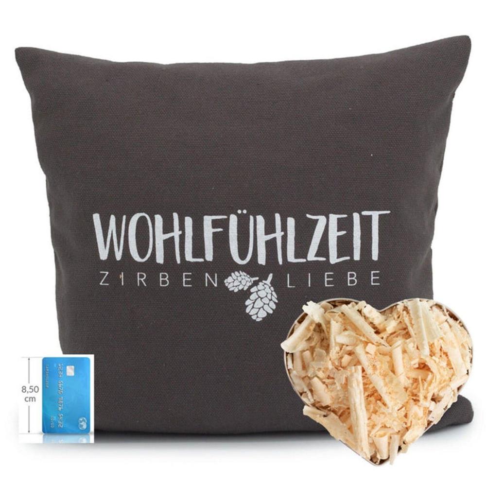 Zirbenkissen, Wohlfuehlzeit, anthrazit, Zirbenholz, 40x40cm, 5652_2