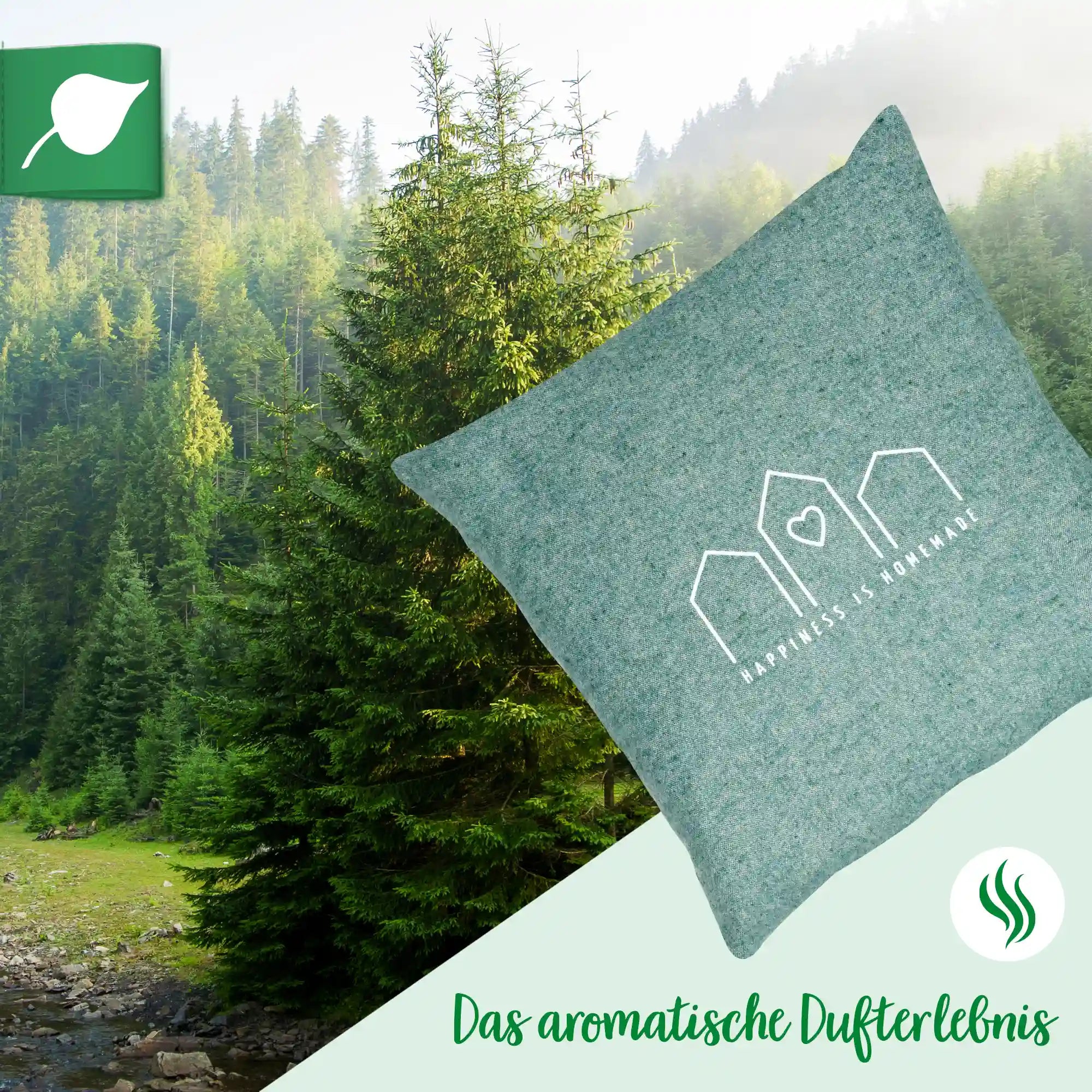 Zirbenkissen, happiness is homemade, Flanell fichte, Zirbenholz, 30x30cm, 5668_4