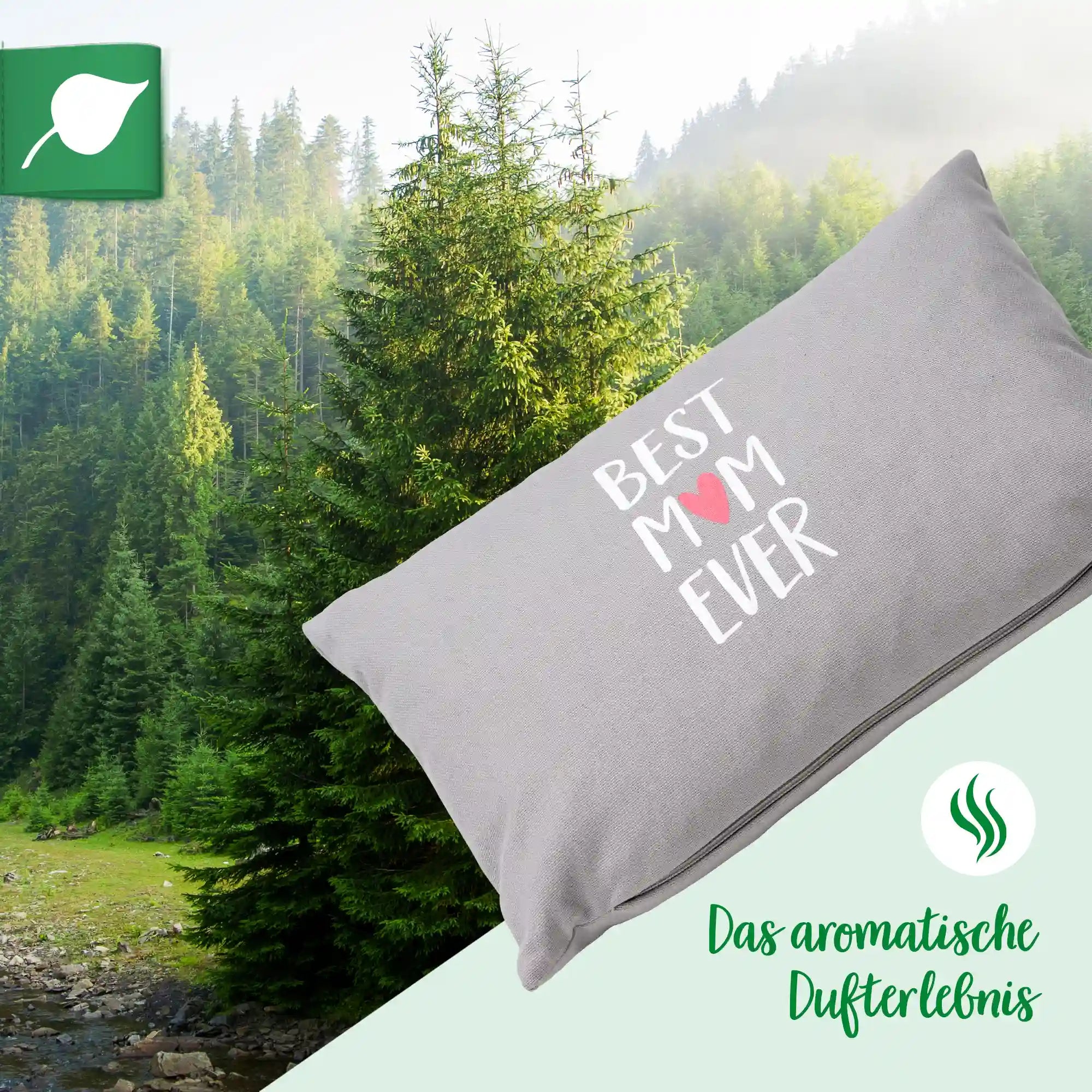 Zirbenkissen, Best Mom Ever mittig, grau, Zirbenholz, 20x30cm, 5686_4