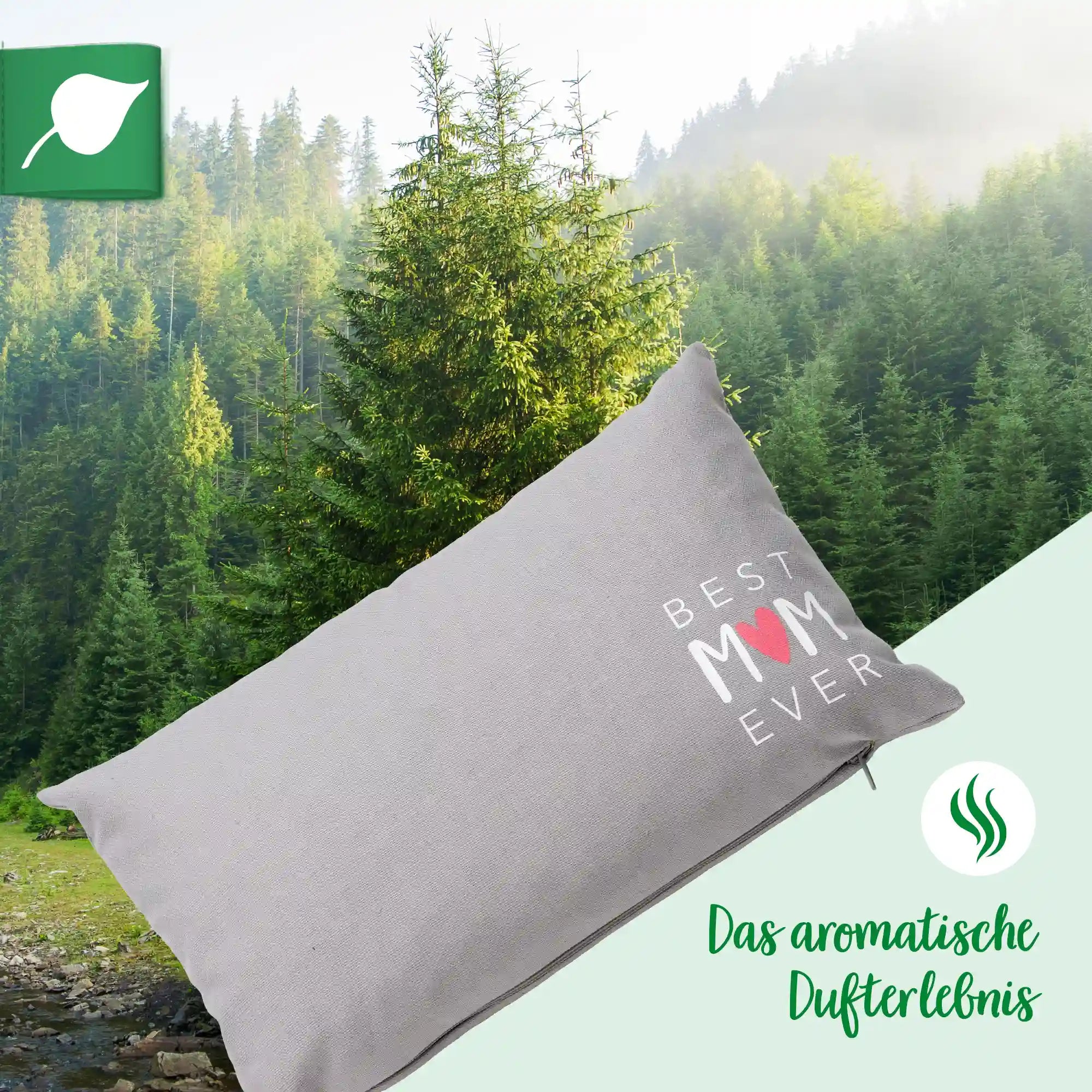 Zirbenkissen, Best Mom Ever unten, grau, Zirbenholz, 20x30cm, 5688_4