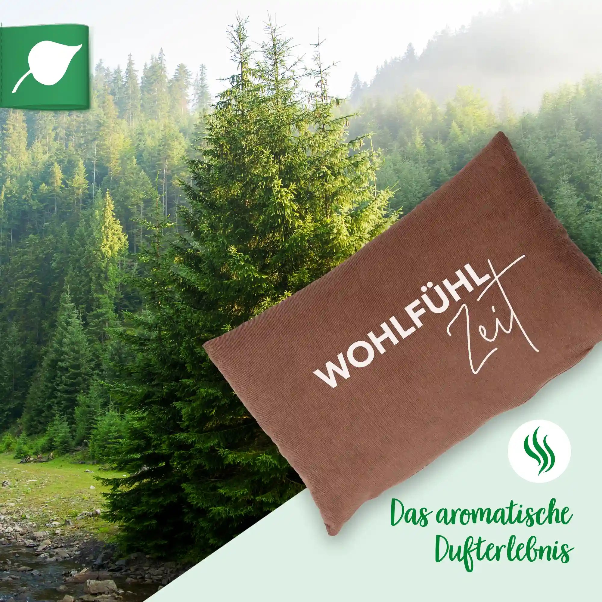 Zirbenkissen 20x30cm "WohlfühlZeit", Camel