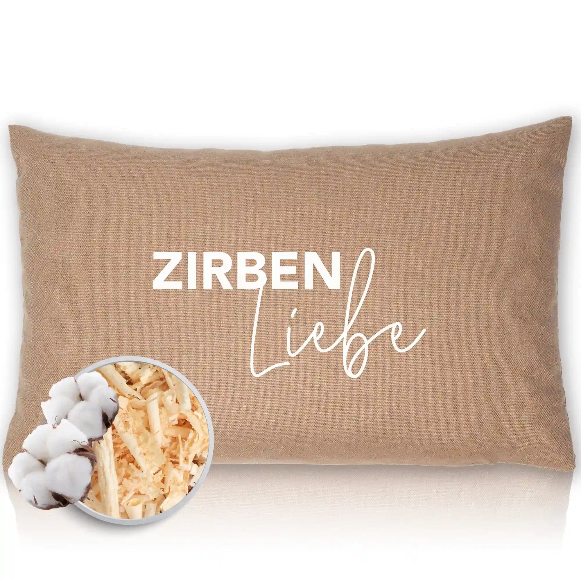Zirbenkissen 20x30cm "Zirbenliebe", Canvas Taupe