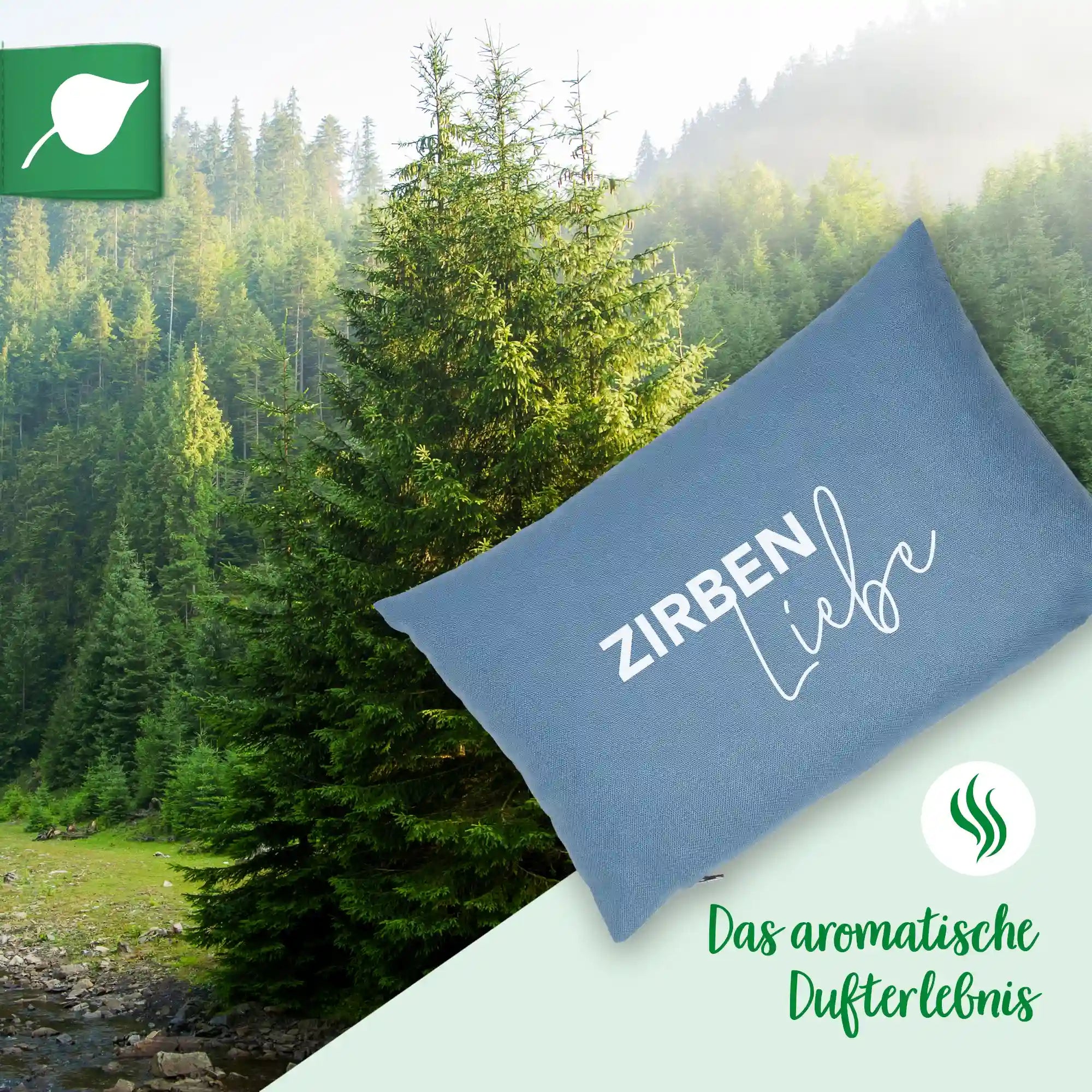 Zirbenkissen 20x30cm "Zirbenliebe", Blue