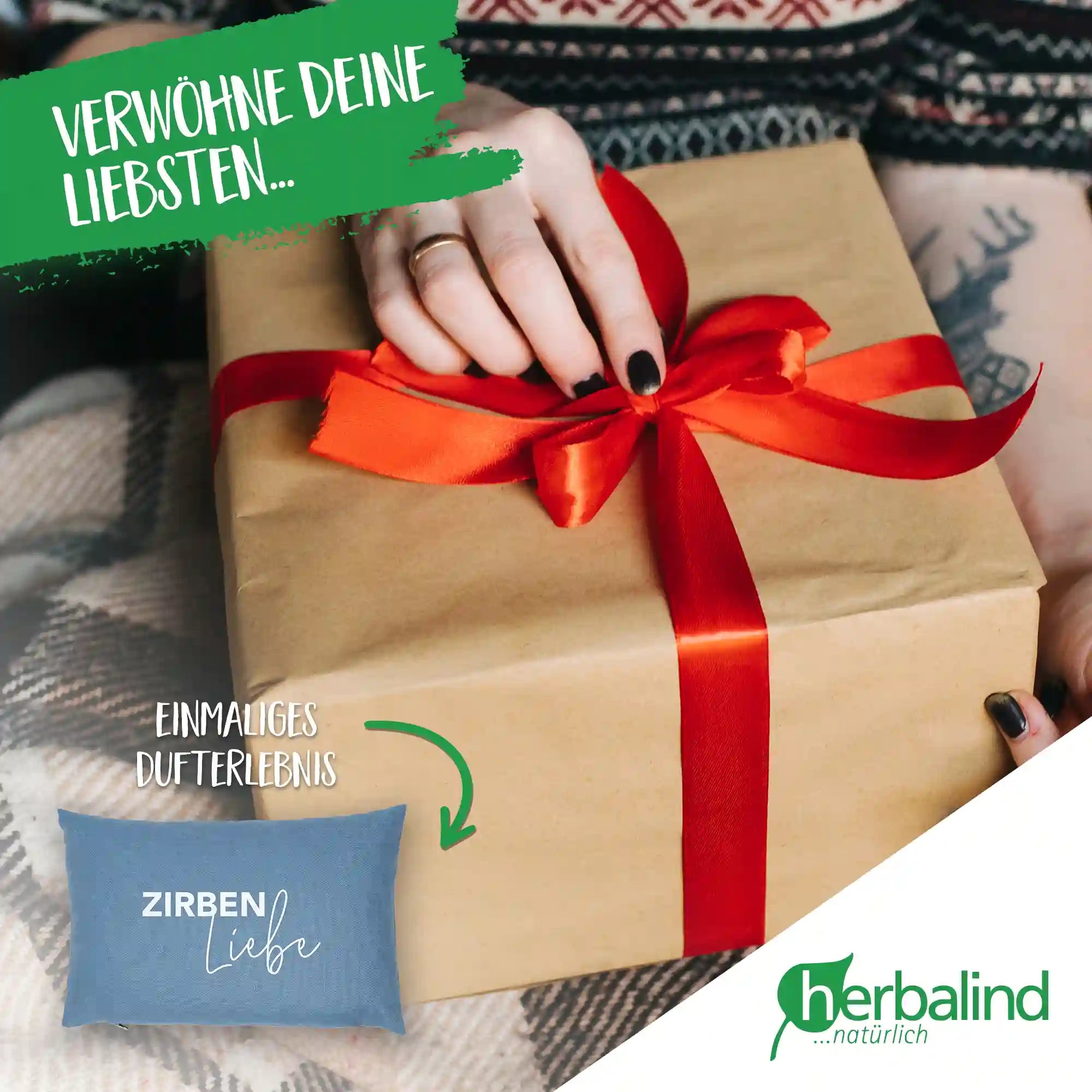 Zirbenkissen 20x30cm "Zirbenliebe", Blue