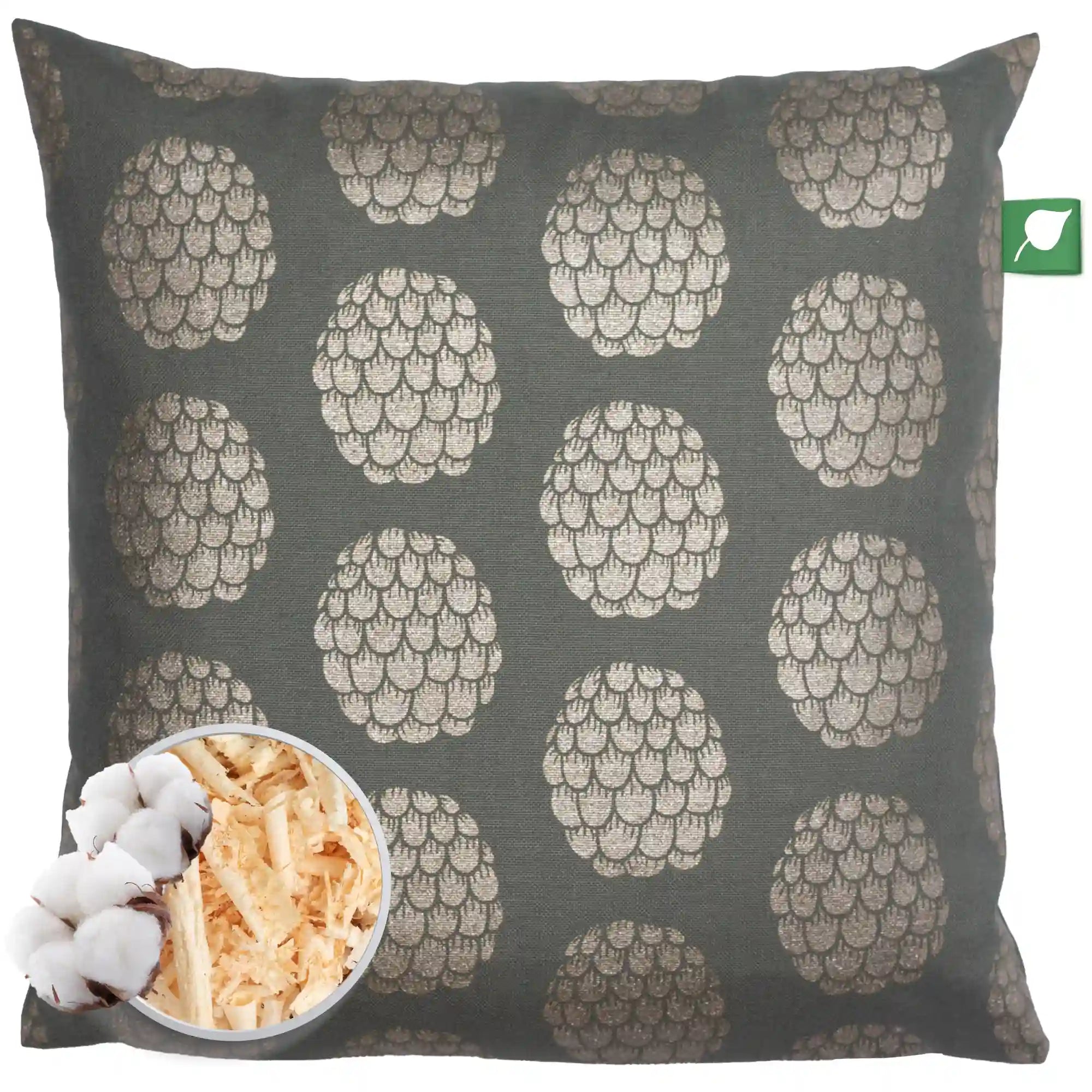 Zirbenkissen 30x30cm, Zirbenzapfen Gold, Canvas Pickle