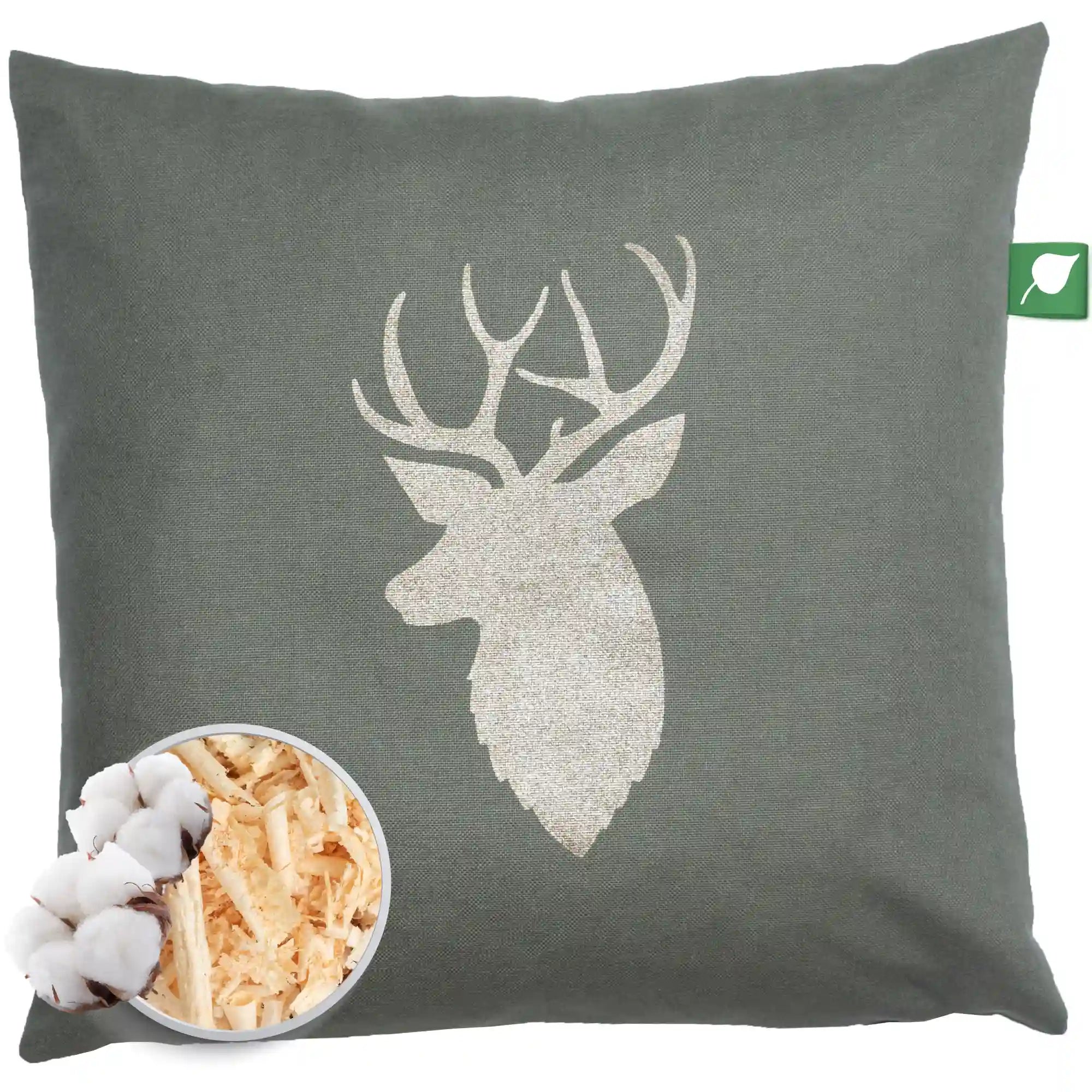 Zirbenkissen 30x30cm, Hirschkopf Gold, Canvas Pickle