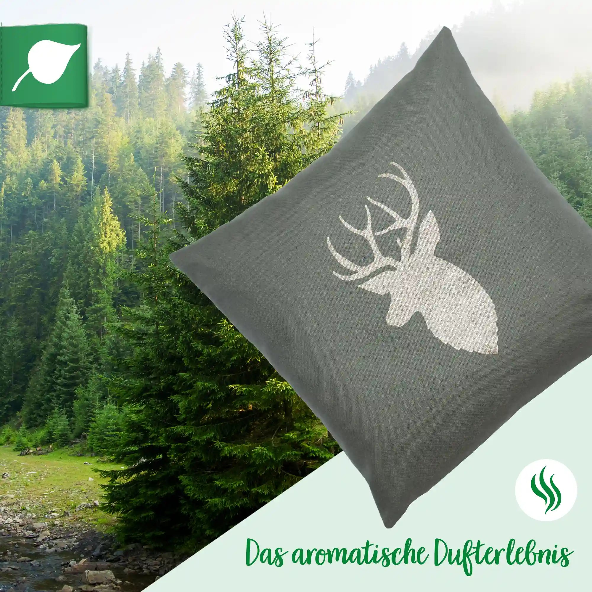 Zirbenkissen 30x30cm, Hirschkopf Gold, Canvas Pickle