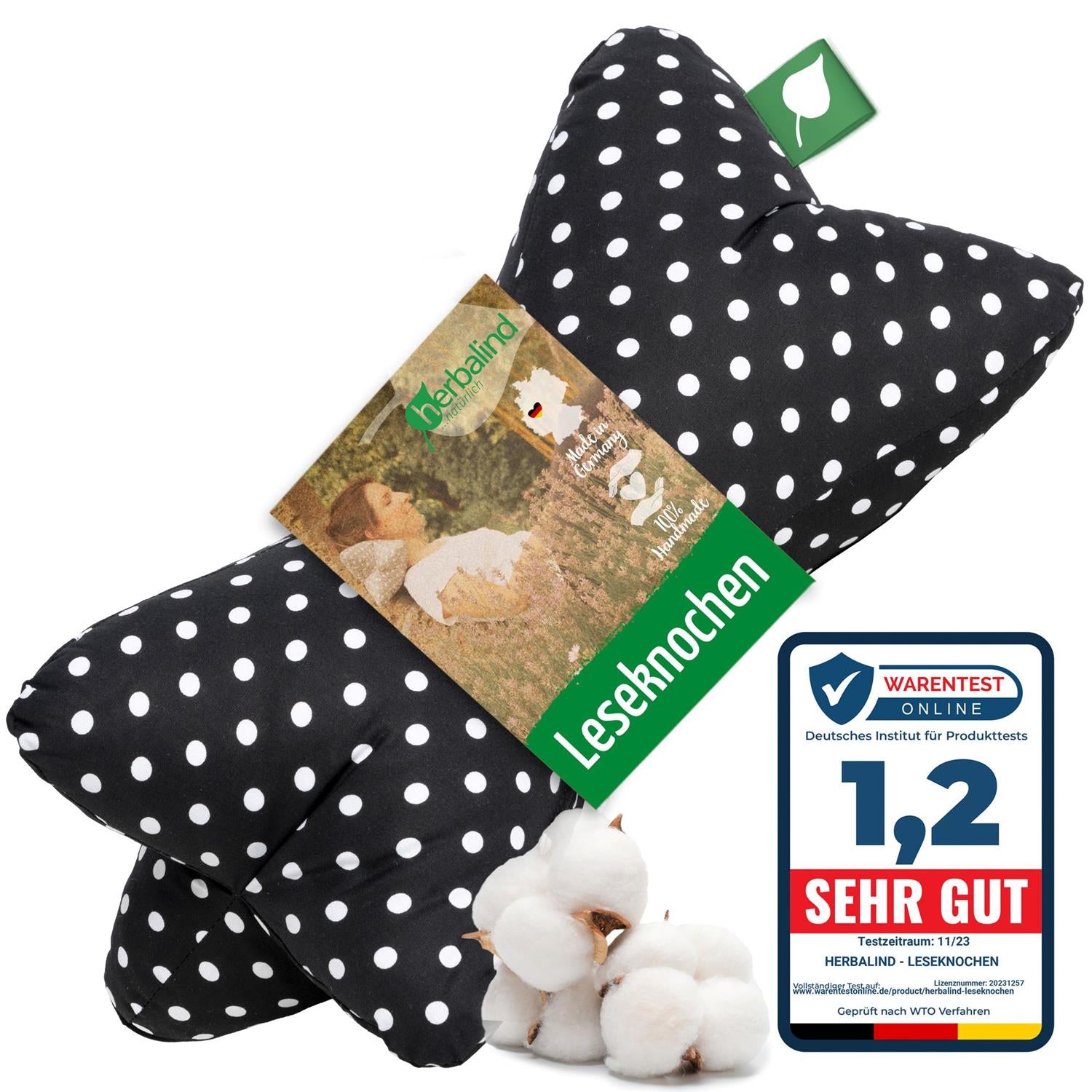 Leseknochen, schwarz, weiss gepunktet, 40x18cm, 5807_4