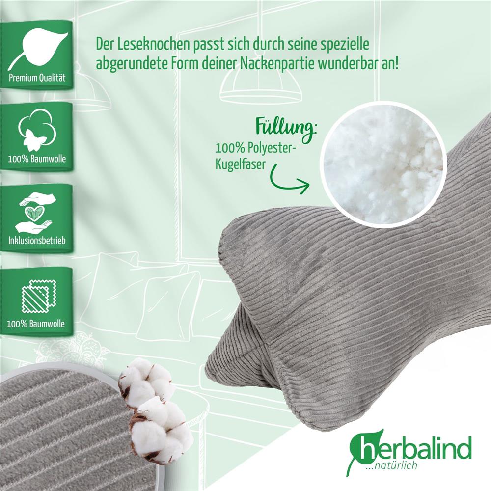 Leseknochen, Cord grau, 40x18cm, 5815_4
