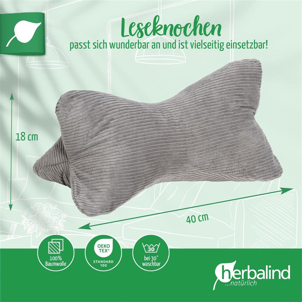 Leseknochen, Cord grau, 40x18cm, 5815_5