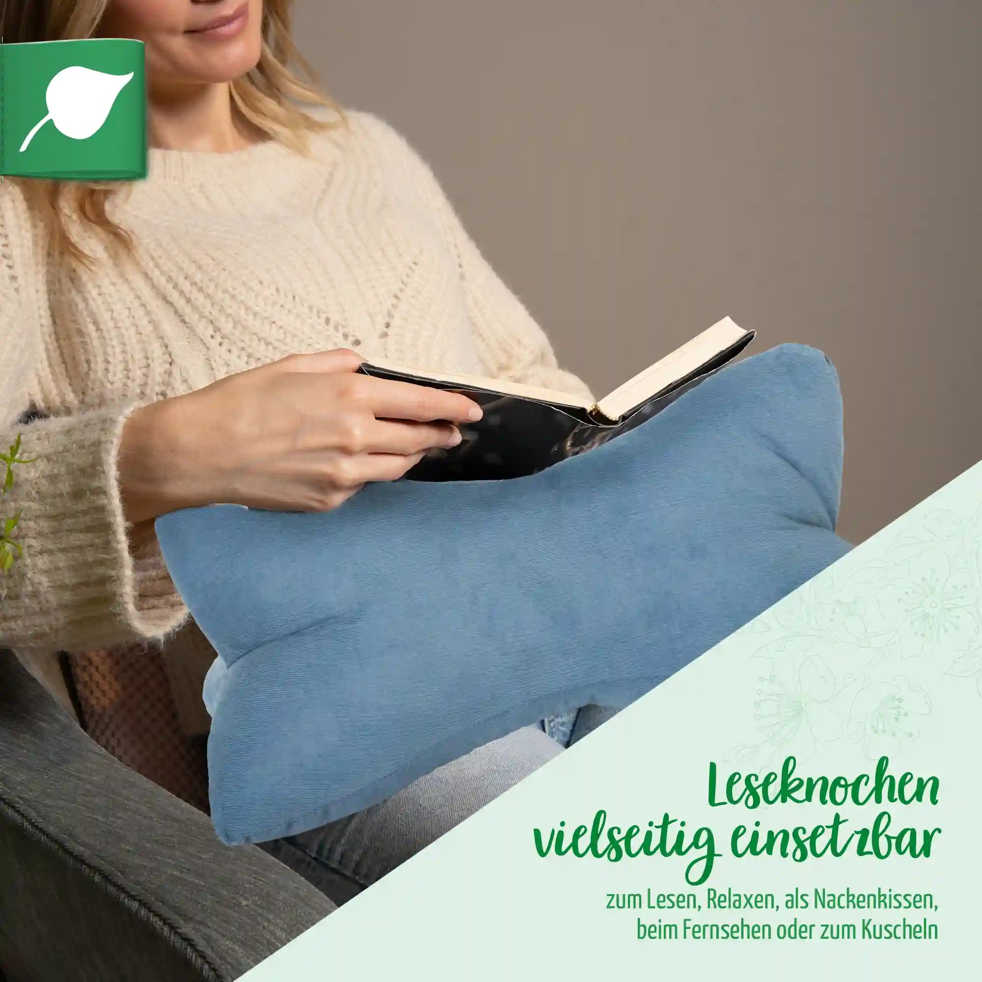 Leseknochen 40x18cm, Babycord Blau