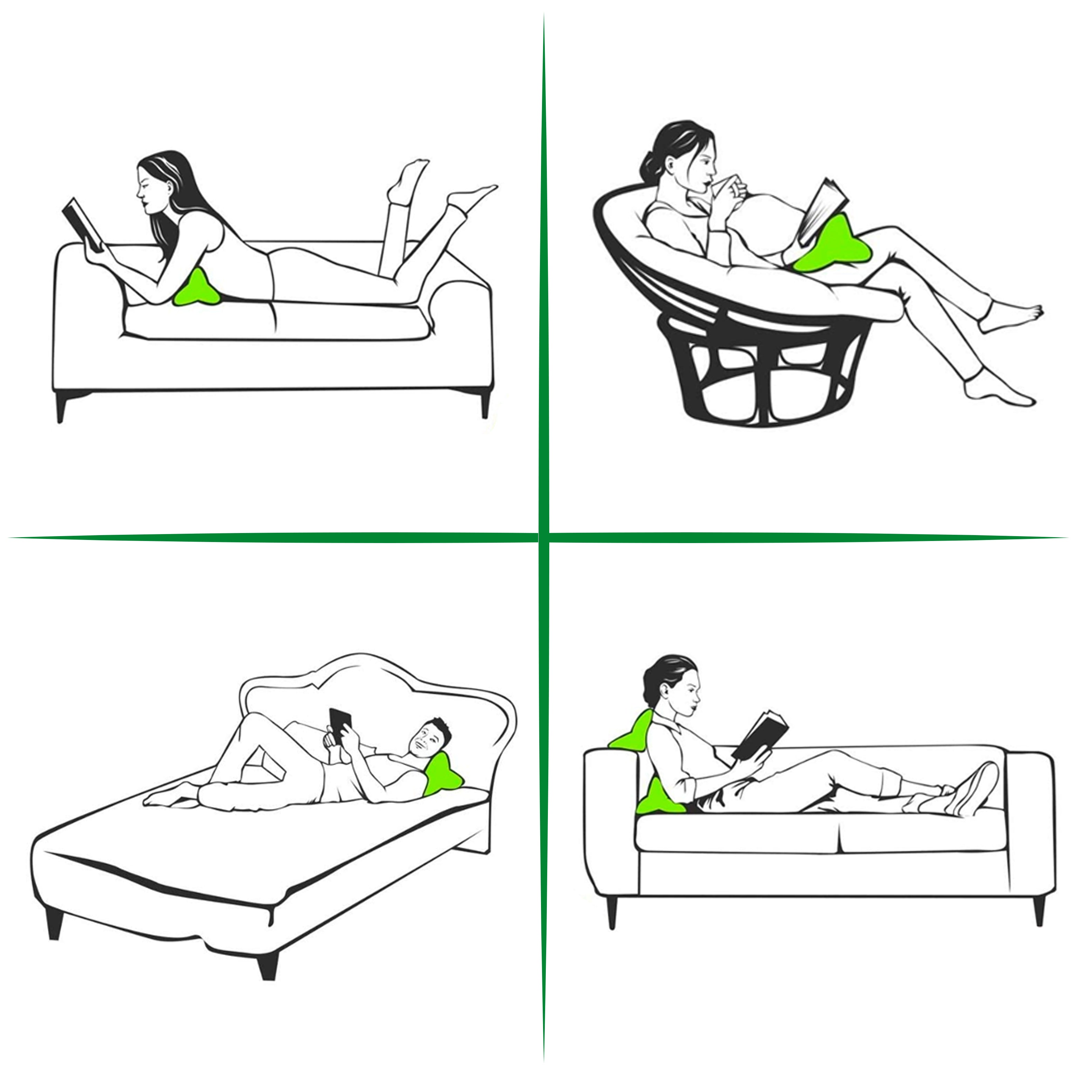 Leseknochen 40x18cm, Babycord Mustard