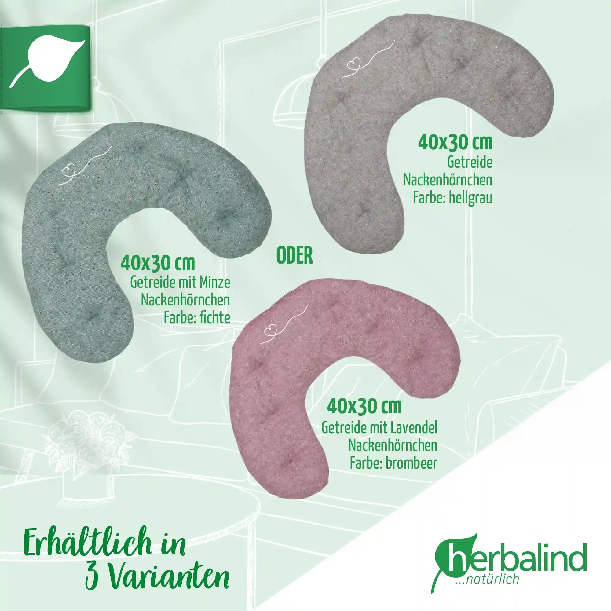 Waermekissen, Nackenhoernchen, Flanell fichte, Koerner, Getreide mit Minze, 30x40cm, 4065_5