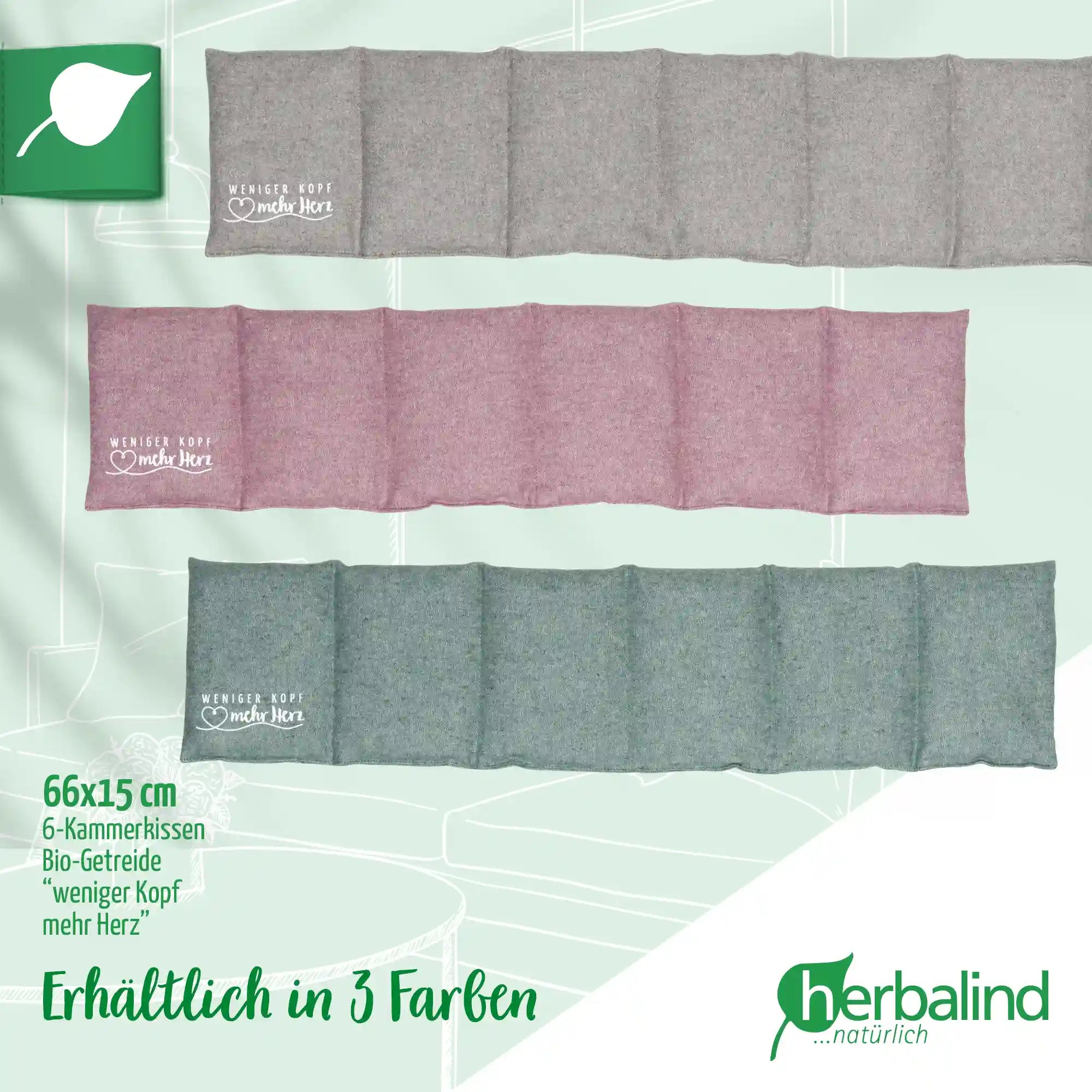 Getreidekissen, hell-grau, Flanell, 66x15cm, 4075_6