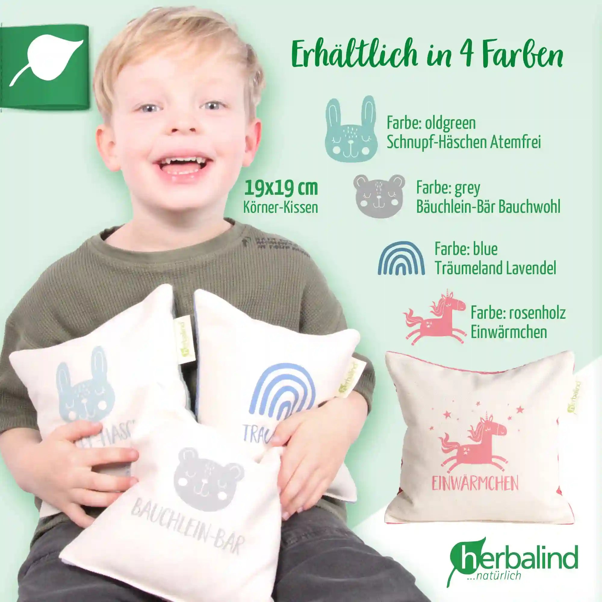 Waermekissen, Kinderkissen, Traeumeland, Waffel Pique blau, Koerner, Getreide, 19x19cm, 4102_5