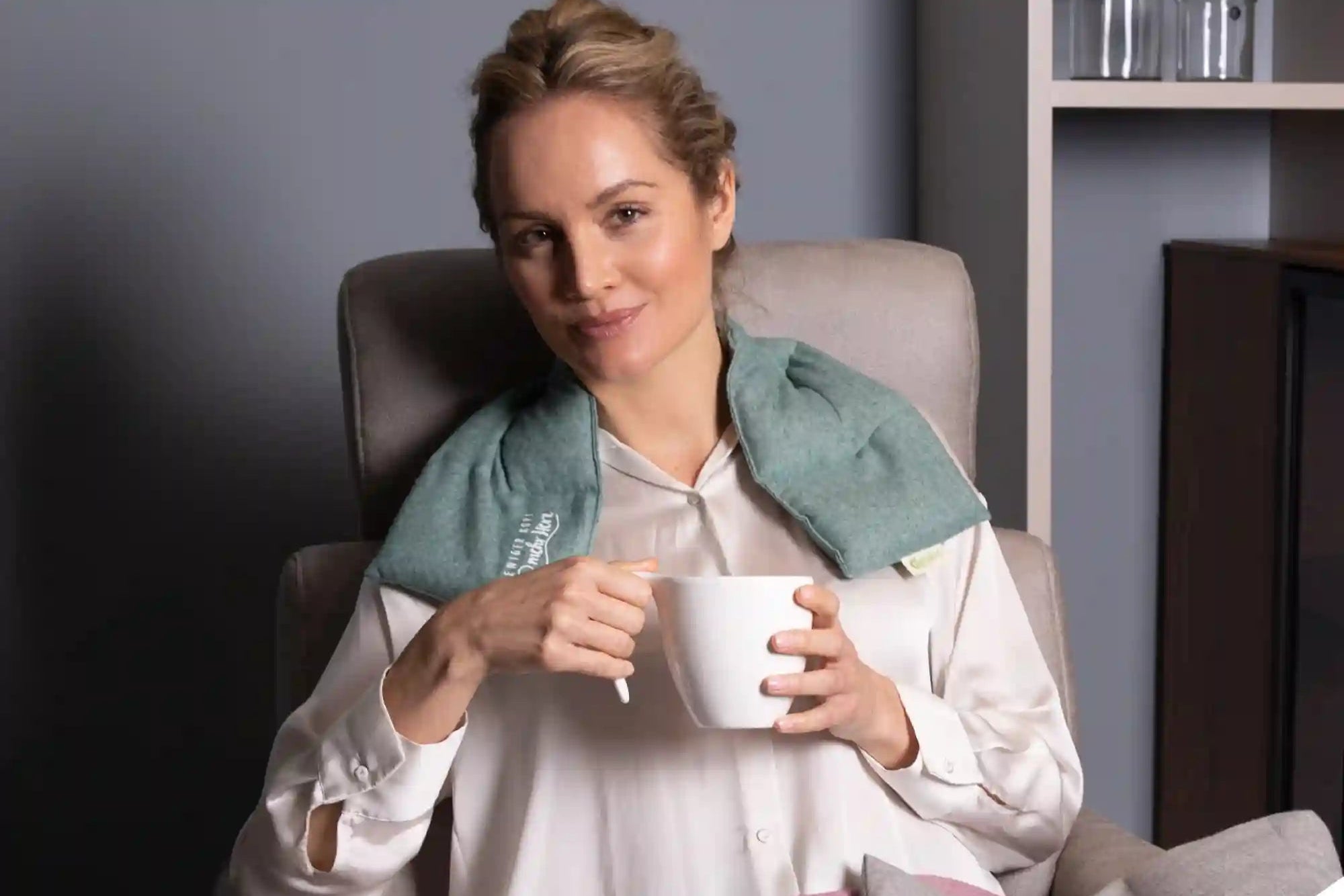 Getreidekissen, hell-grau, Flanell, 66x15cm, 4075_8