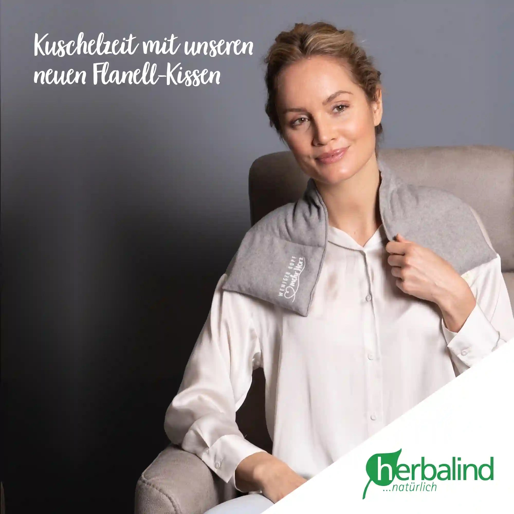 Getreidekissen, hell-grau, Flanell, 66x15cm, 4075_7